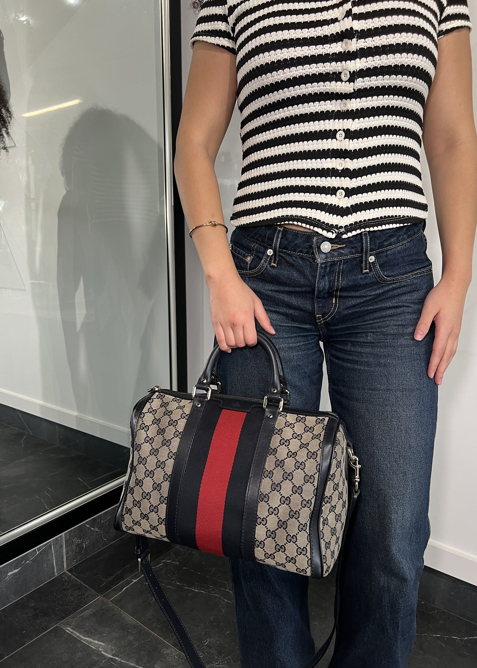 Gucci Gucci Navy GG Canvas Boston Bowler