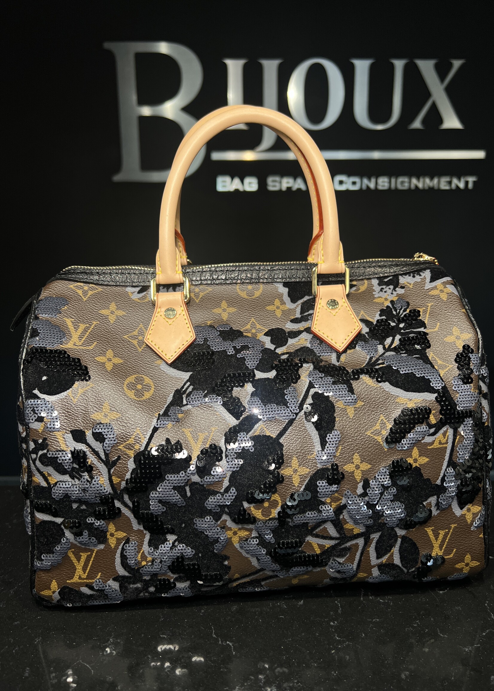 Louis Vuitton Louis Vuitton Fleur de Jais Sequin Speedy 30
