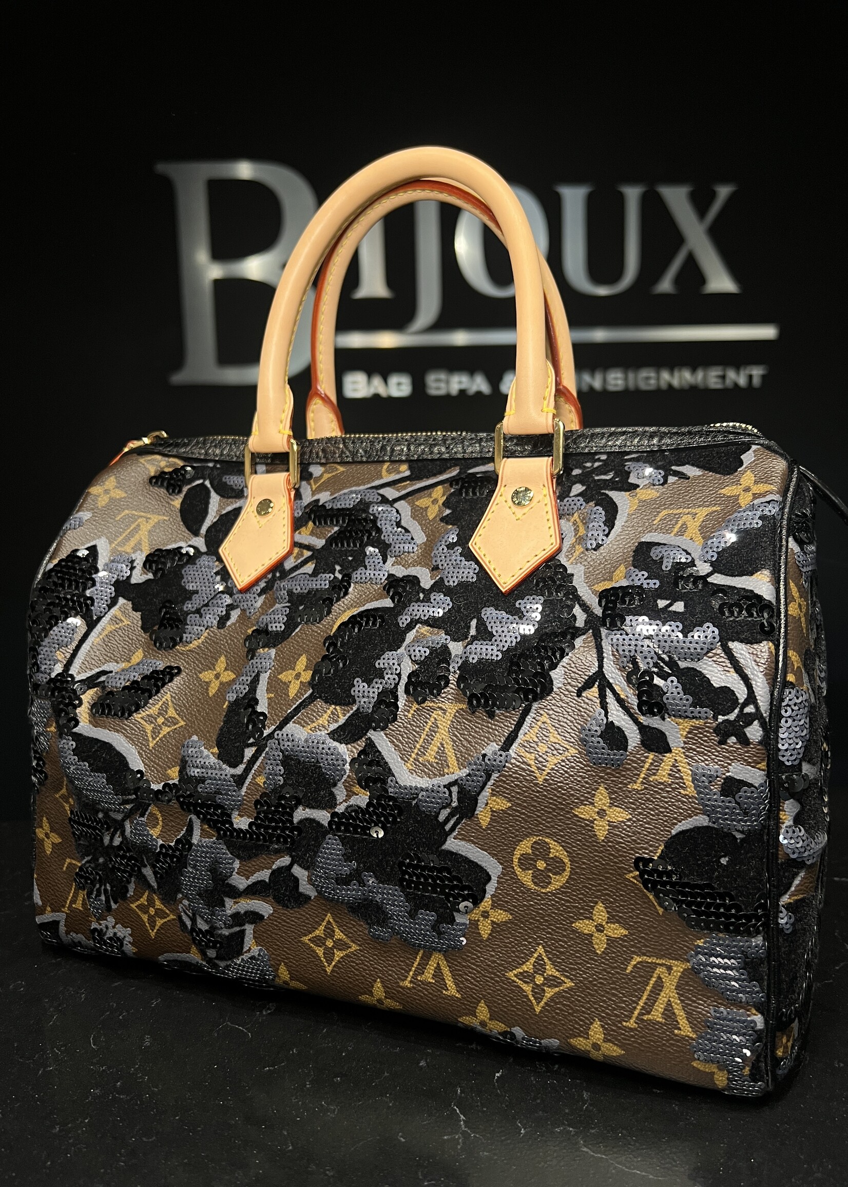 Louis Vuitton Louis Vuitton Fleur de Jais Sequin Speedy 30