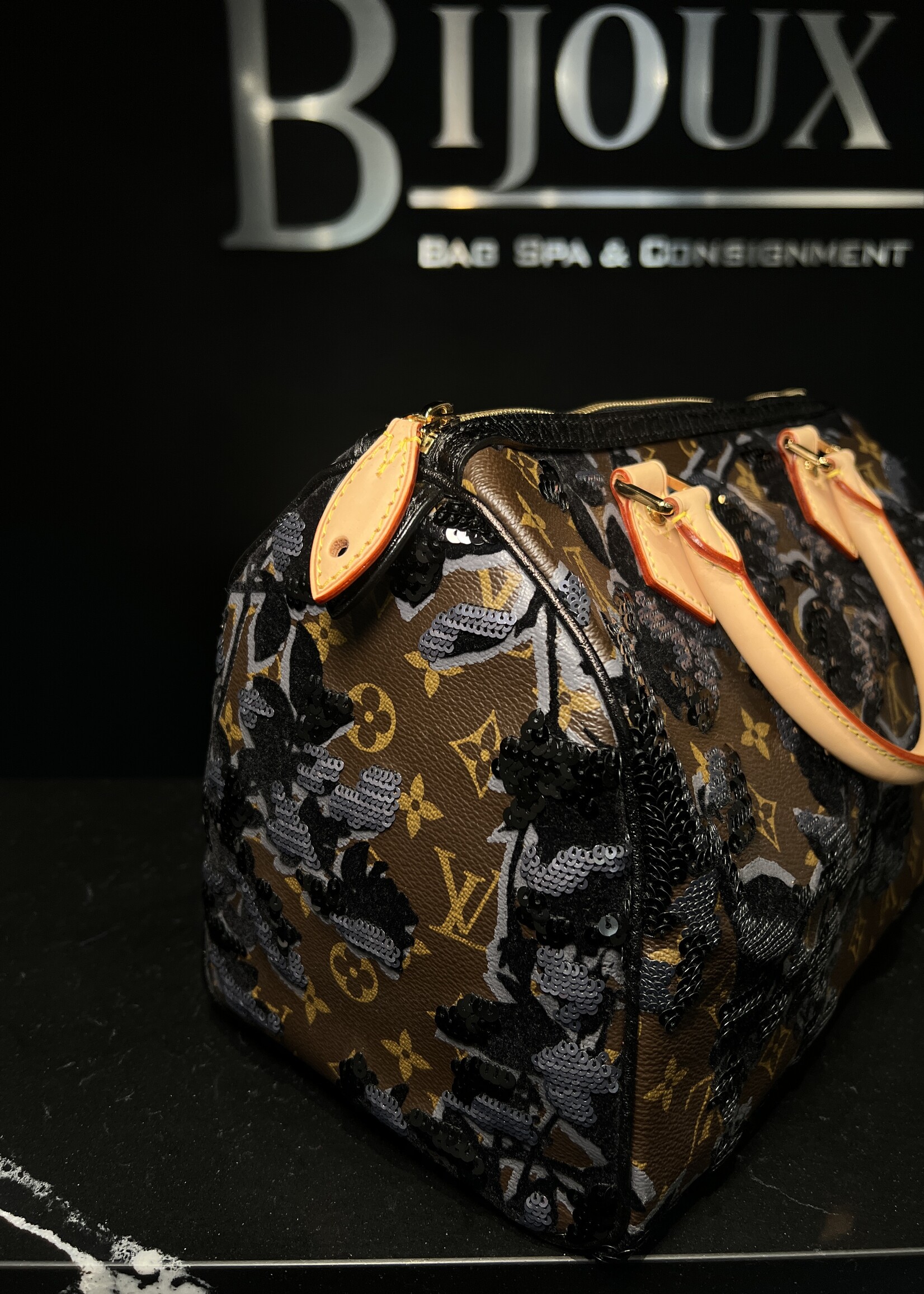 Louis Vuitton Louis Vuitton Fleur de Jais Sequin Speedy 30