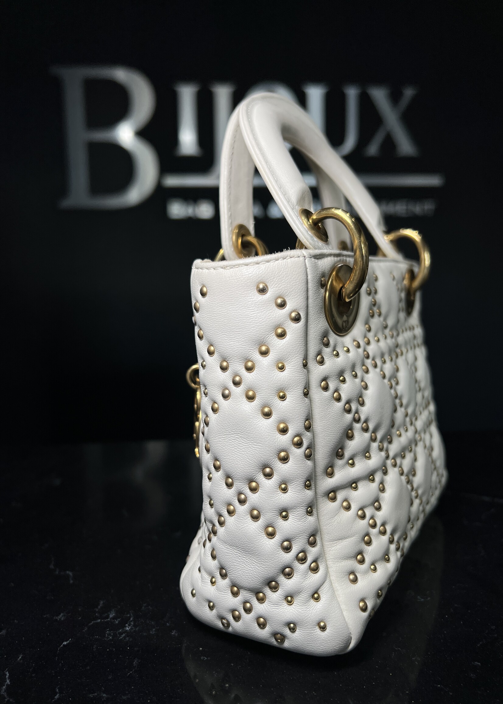 Christian Dior Christian Dior Small Studded Lady Dior White