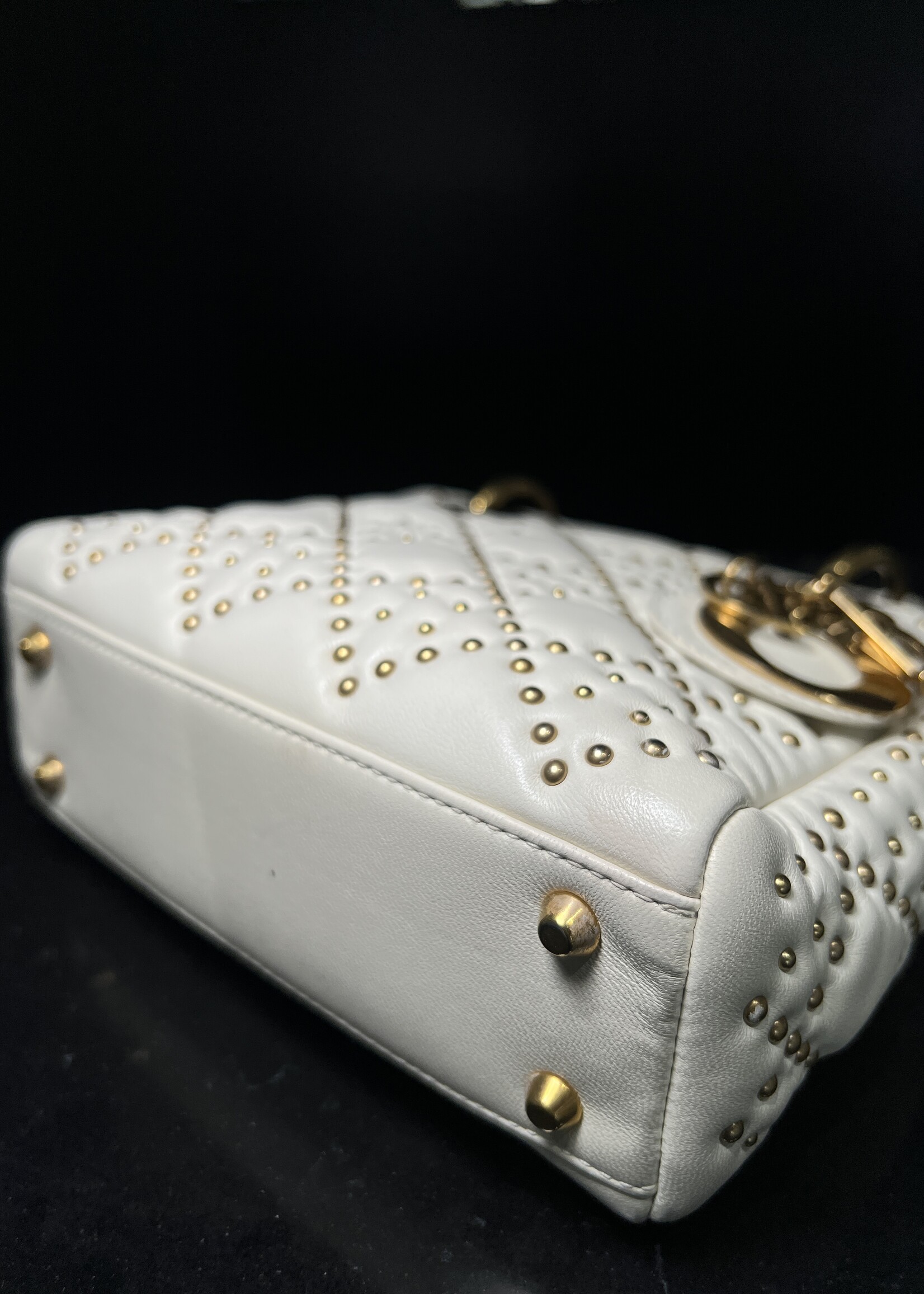 Christian Dior Christian Dior Small Studded Lady Dior White