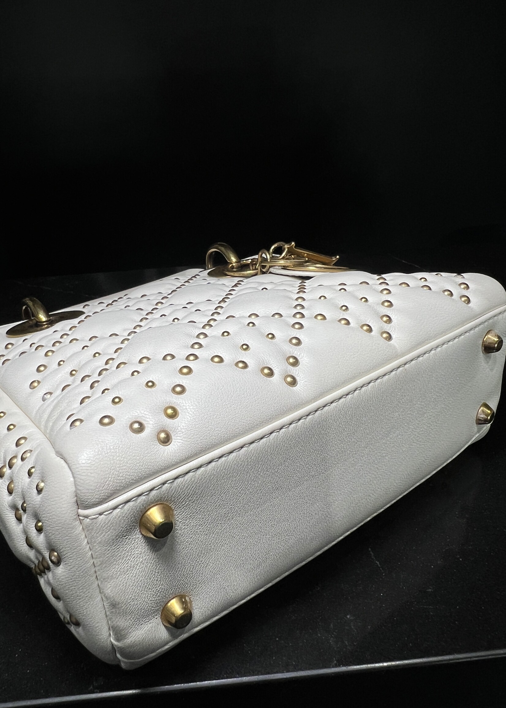 Christian Dior Christian Dior Small Studded Lady Dior White