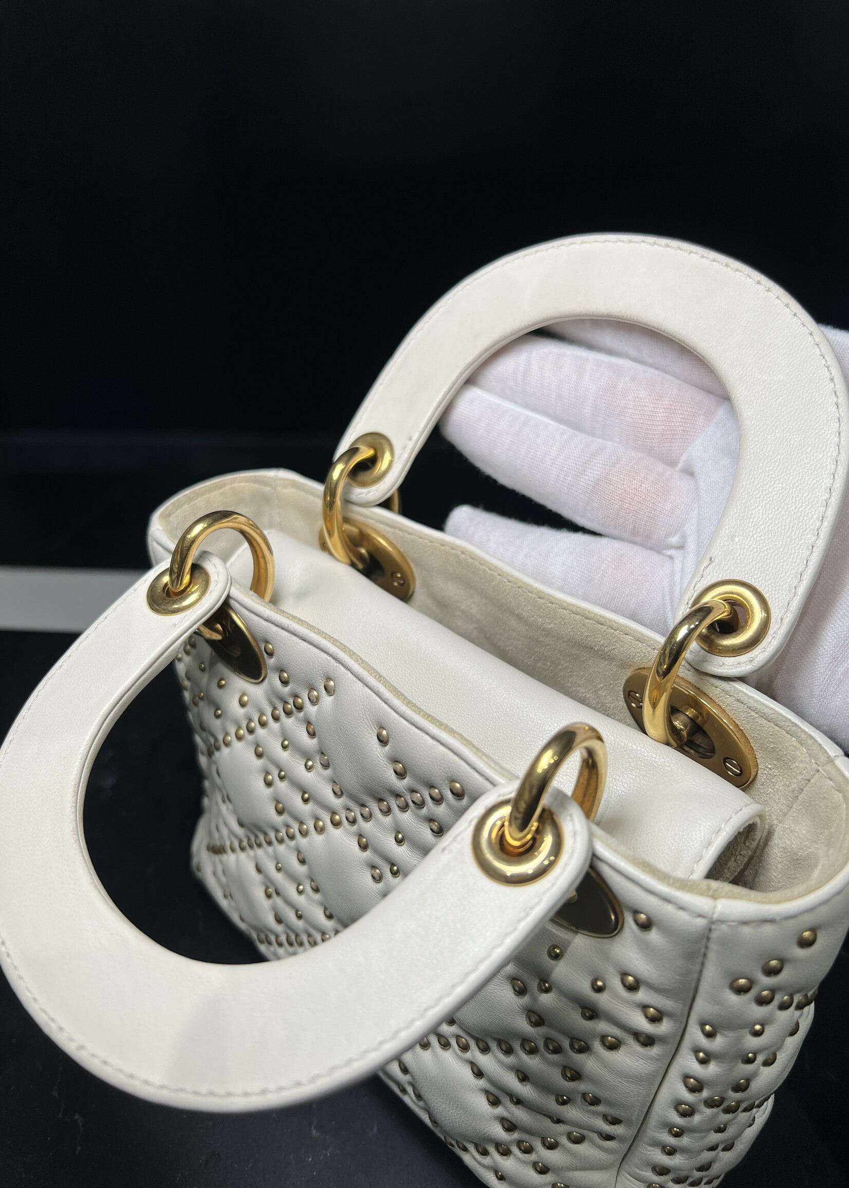 Christian Dior Christian Dior Small Studded Lady Dior White