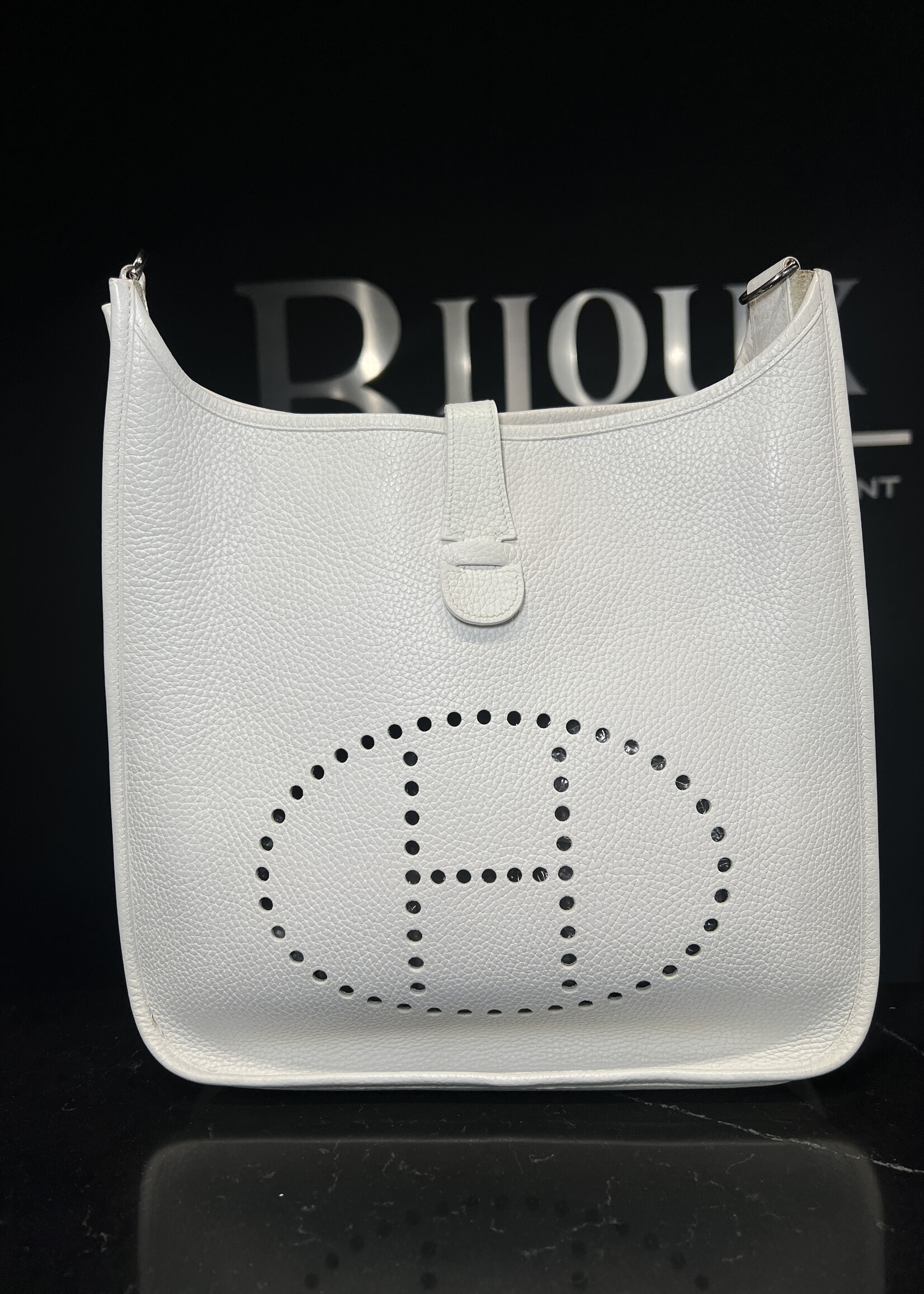 Hermes Hermes Evelyne Parchment White Clemence Leather GM