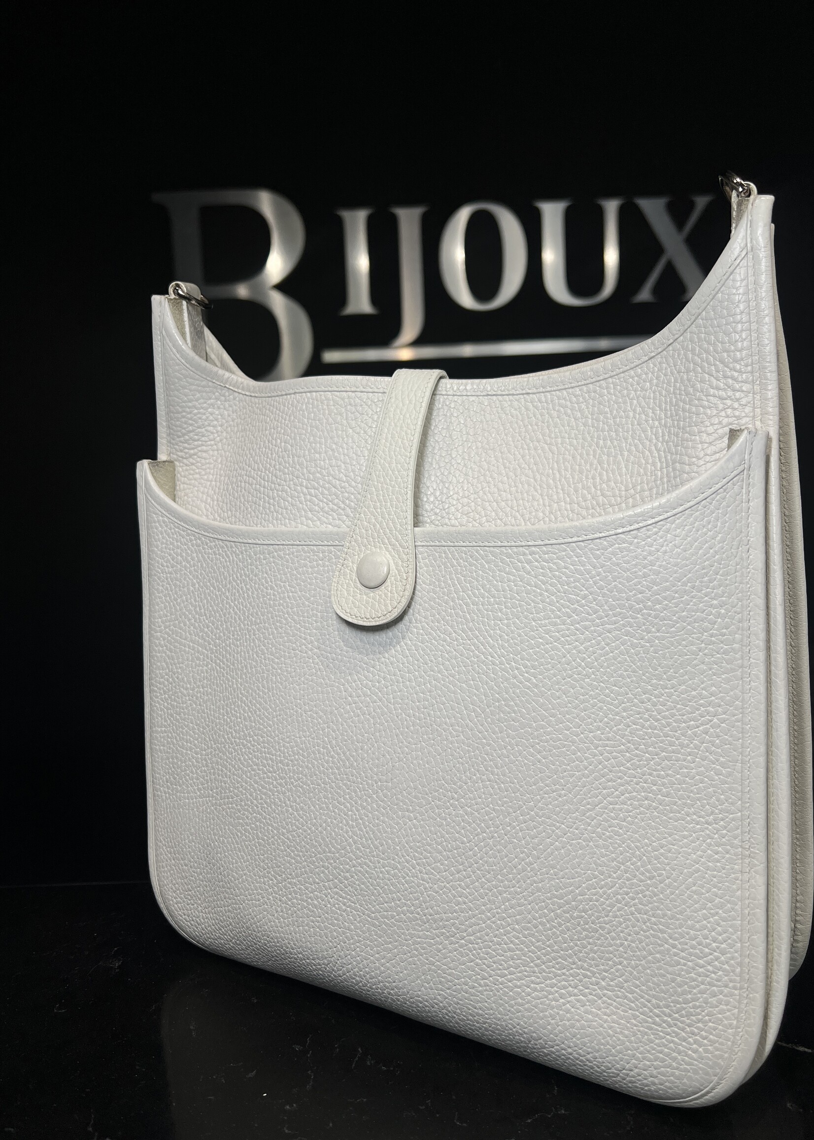 Hermes Hermes Evelyne Parchment White Clemence Leather GM
