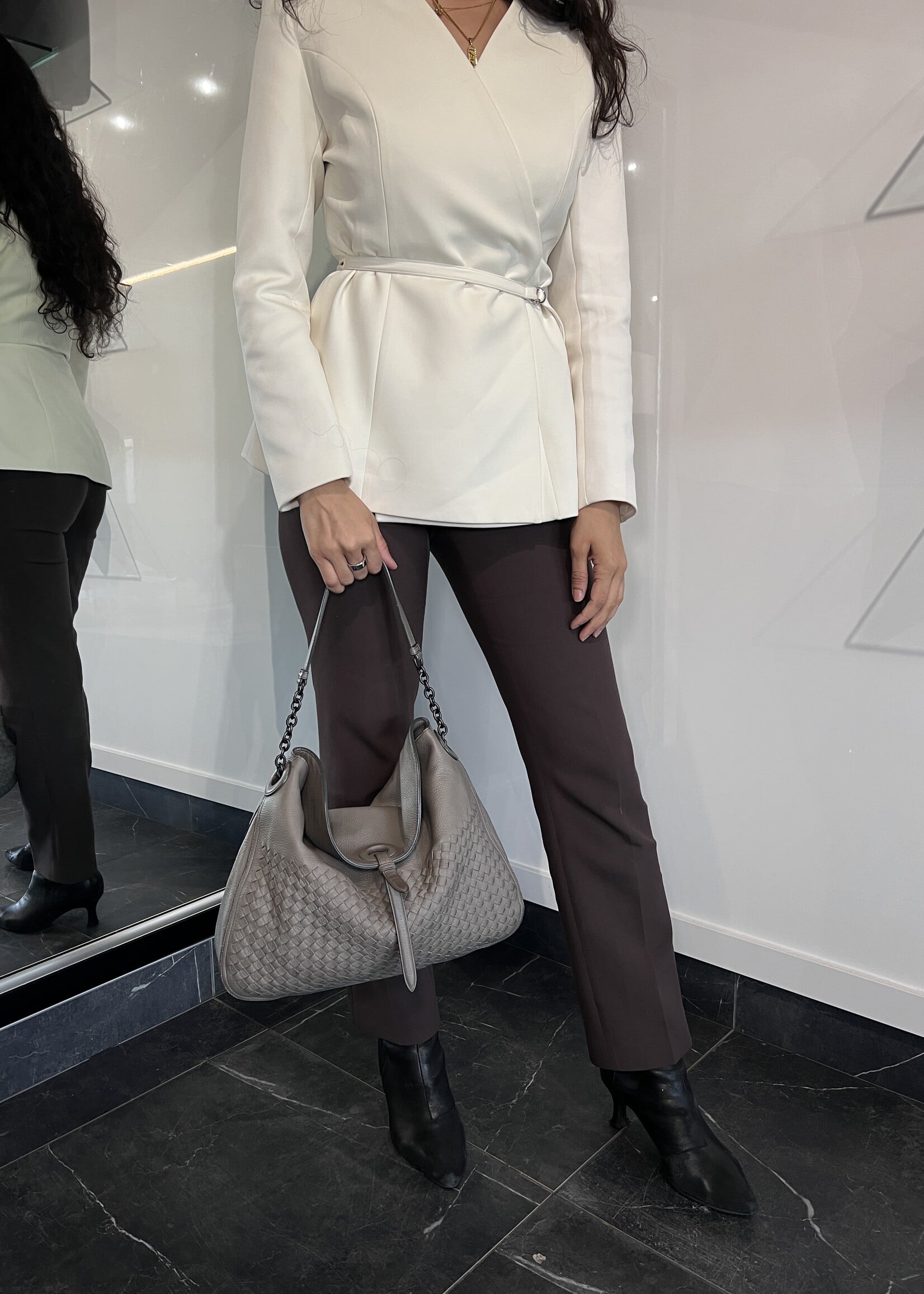 Bottega Veneta Bottega Venata Cervo Intrecciato Flap Top Hobo