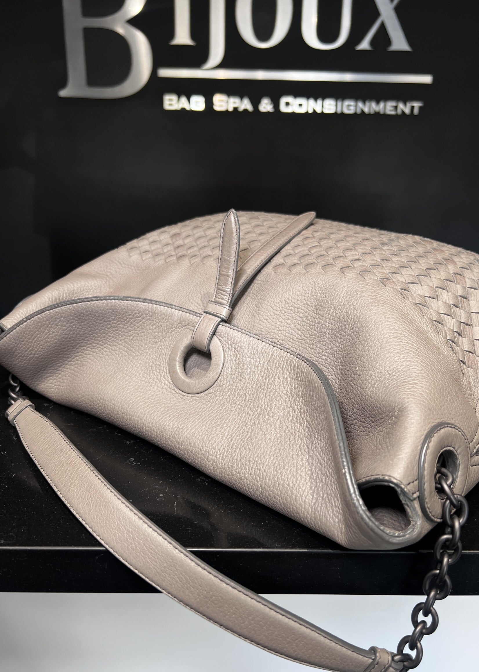 Bottega Veneta Bottega Venata Cervo Intrecciato Flap Top Hobo