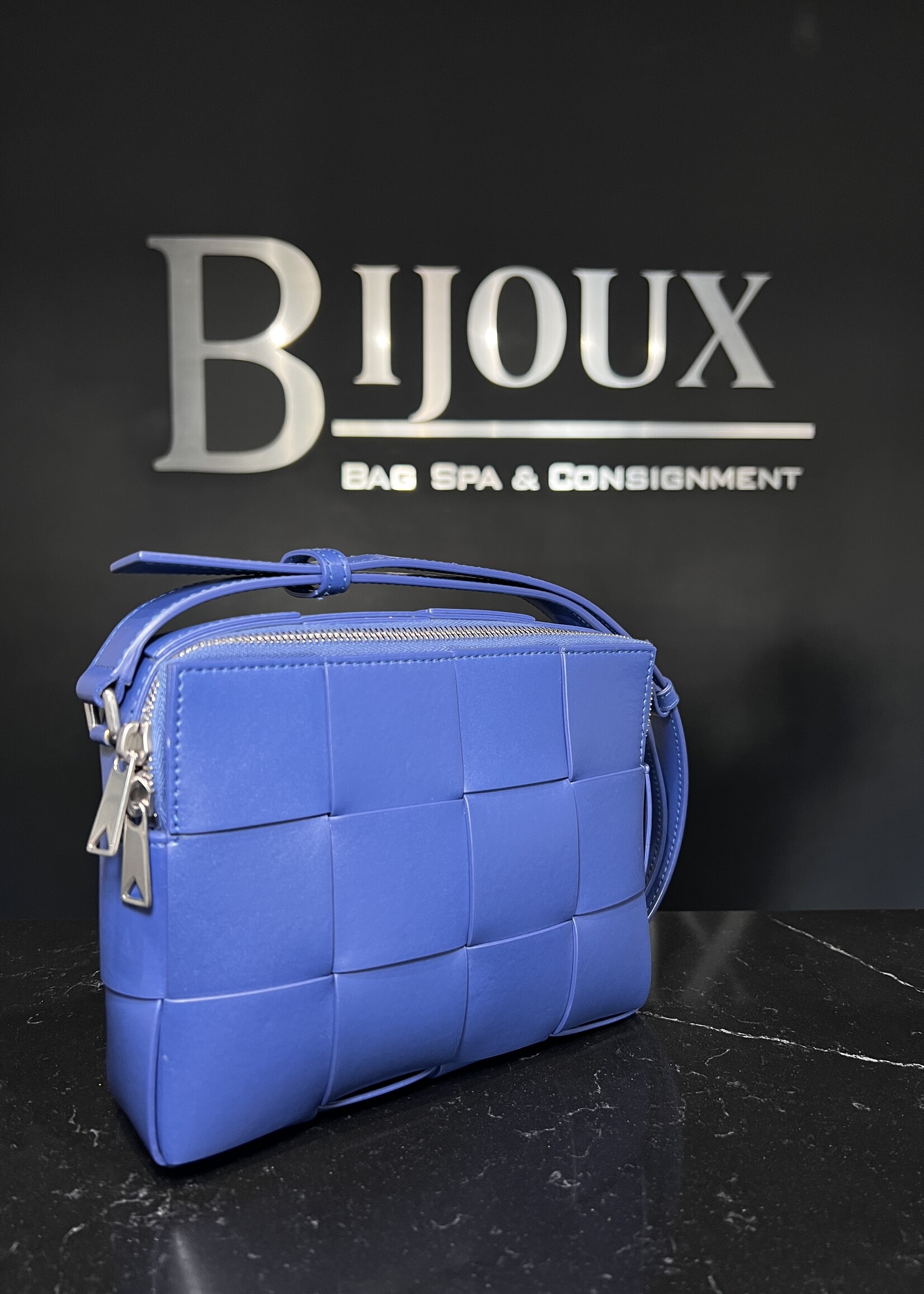Bottega Veneta Bottega Veneta Blue Intrecciato Cassette Crossbody