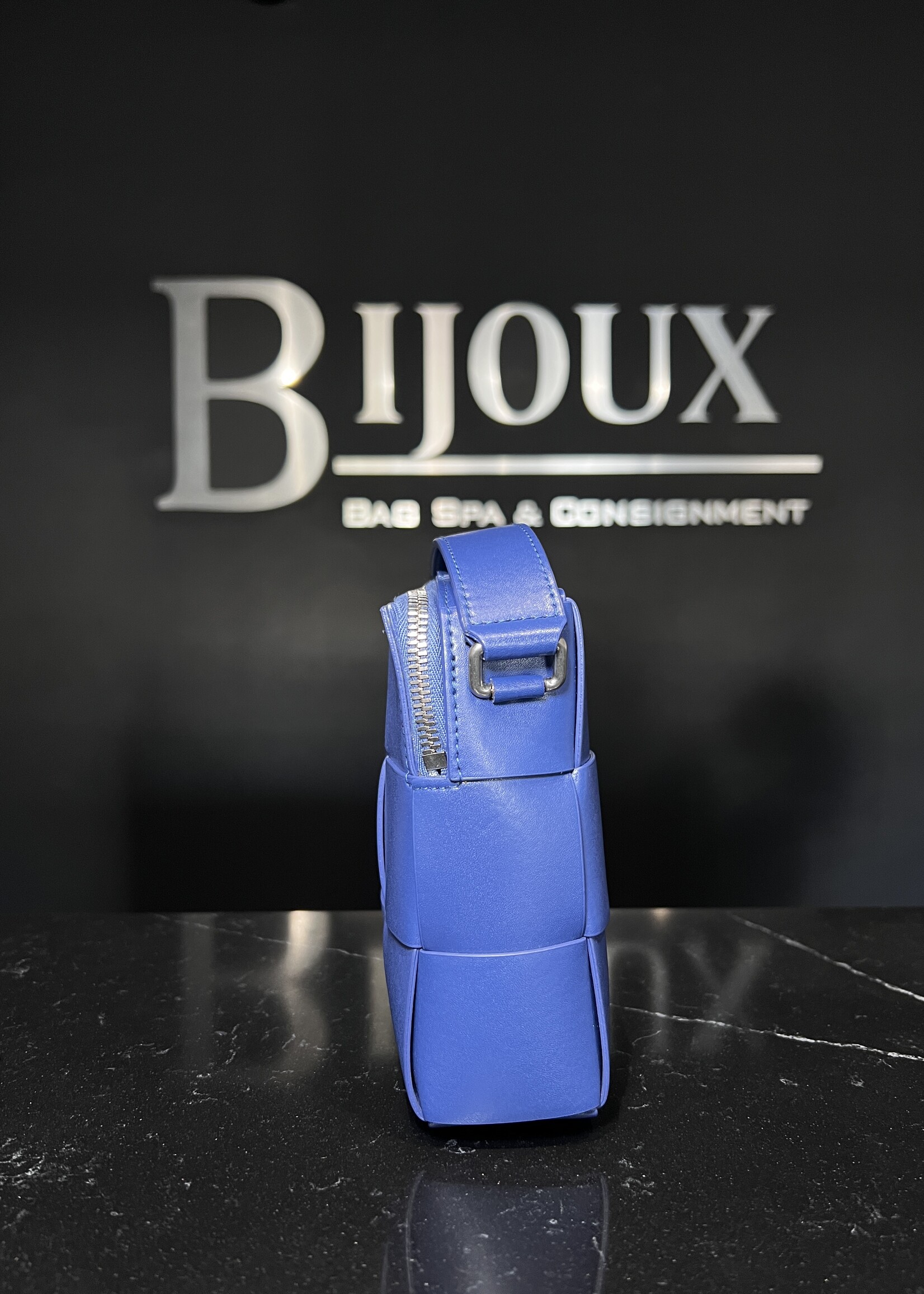 Bottega Veneta Bottega Veneta Blue Intrecciato Cassette Crossbody