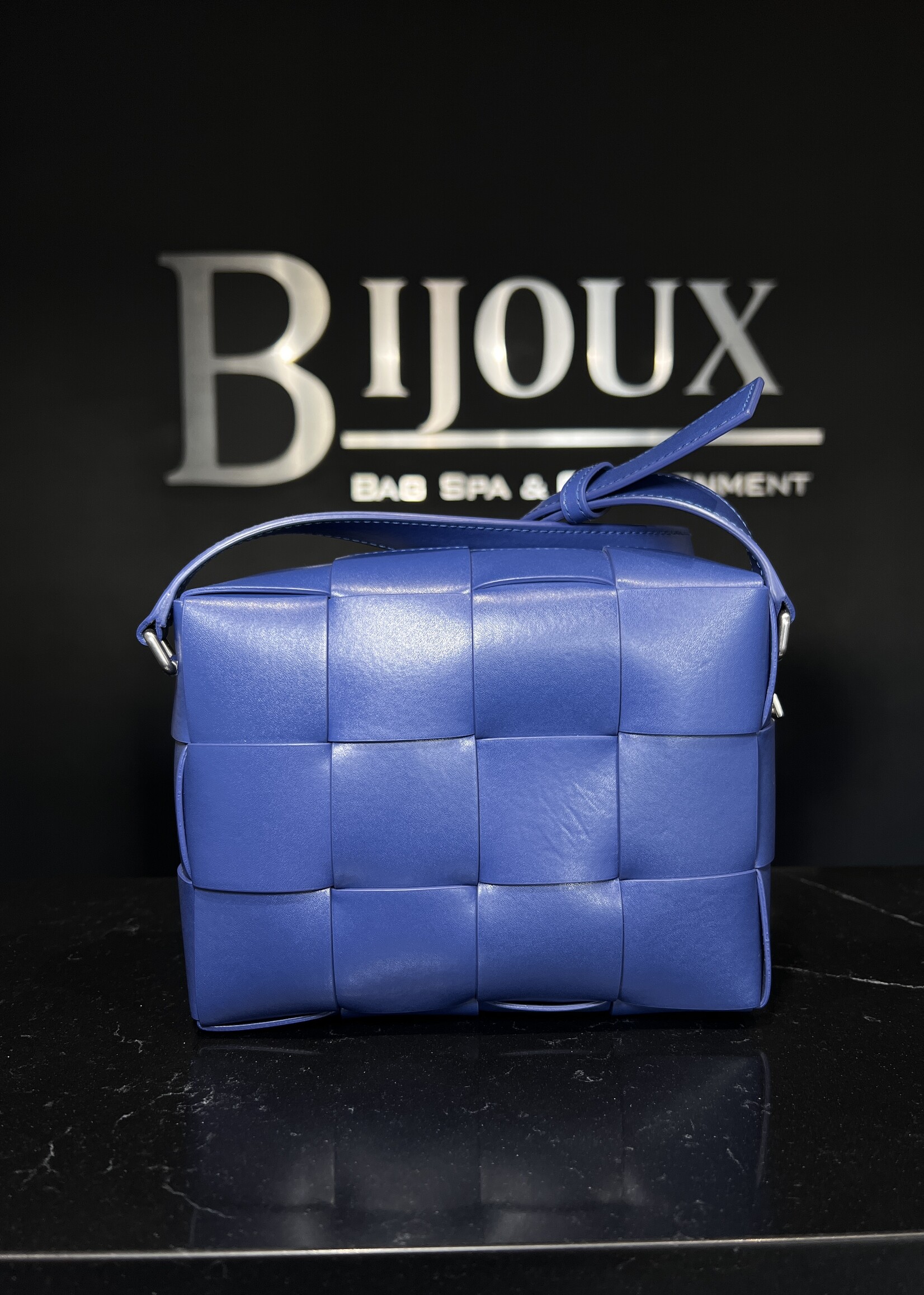 Bottega Veneta Bottega Veneta Blue Intrecciato Cassette Crossbody