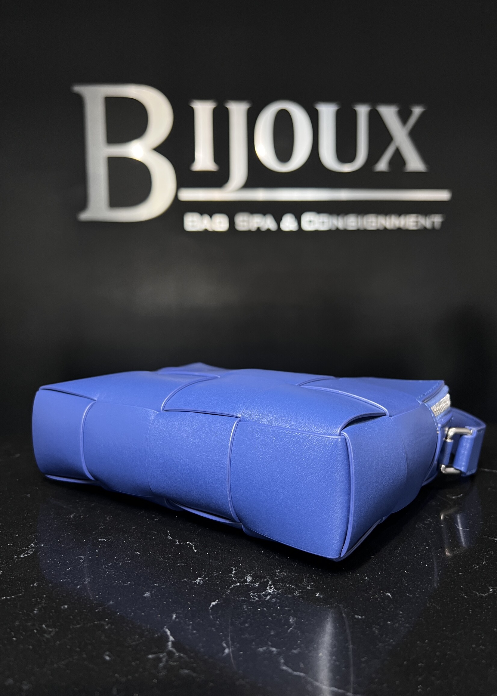 Bottega Veneta Bottega Veneta Blue Intrecciato Cassette Crossbody