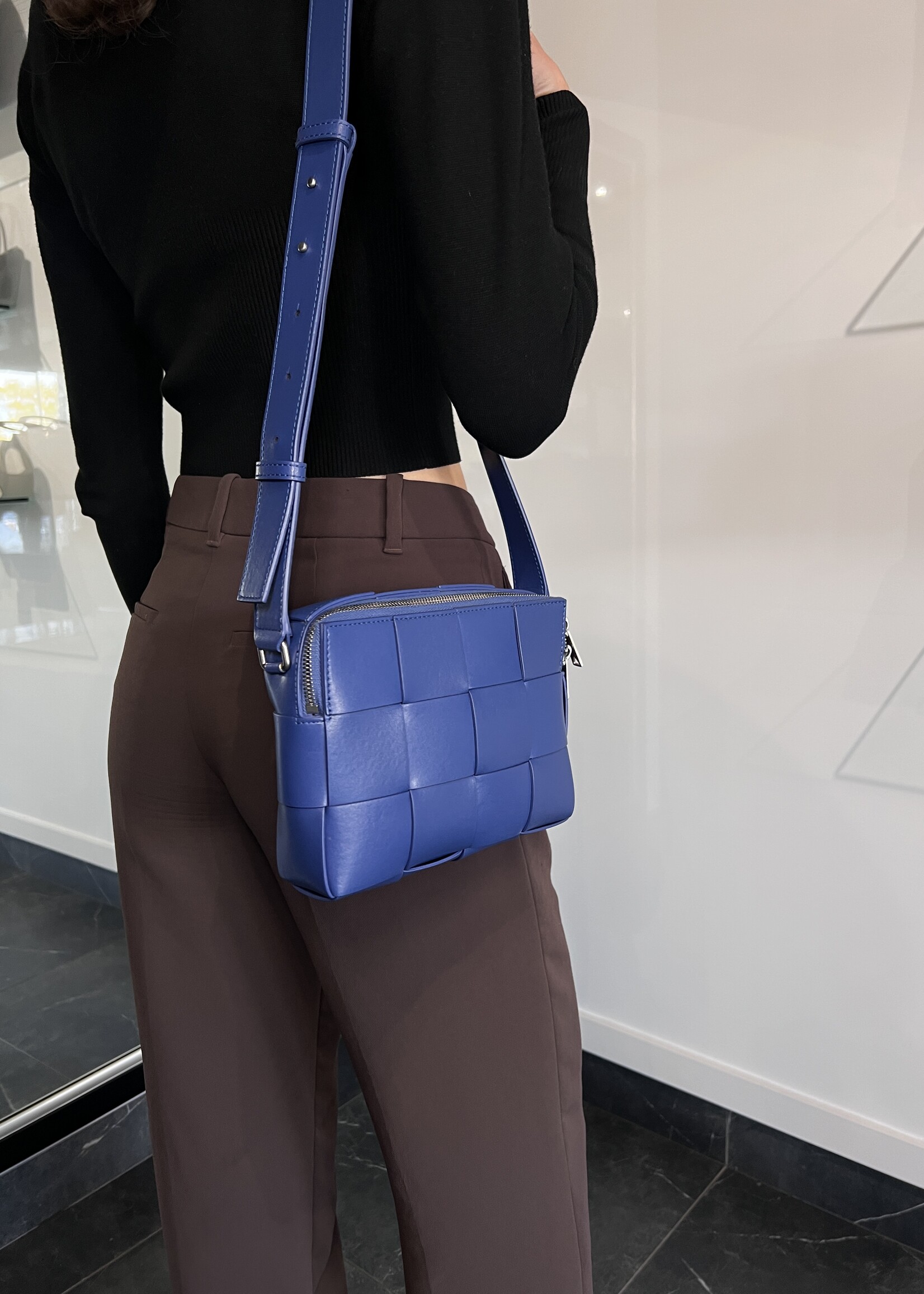 Bottega Veneta Bottega Veneta Blue Intrecciato Cassette Crossbody