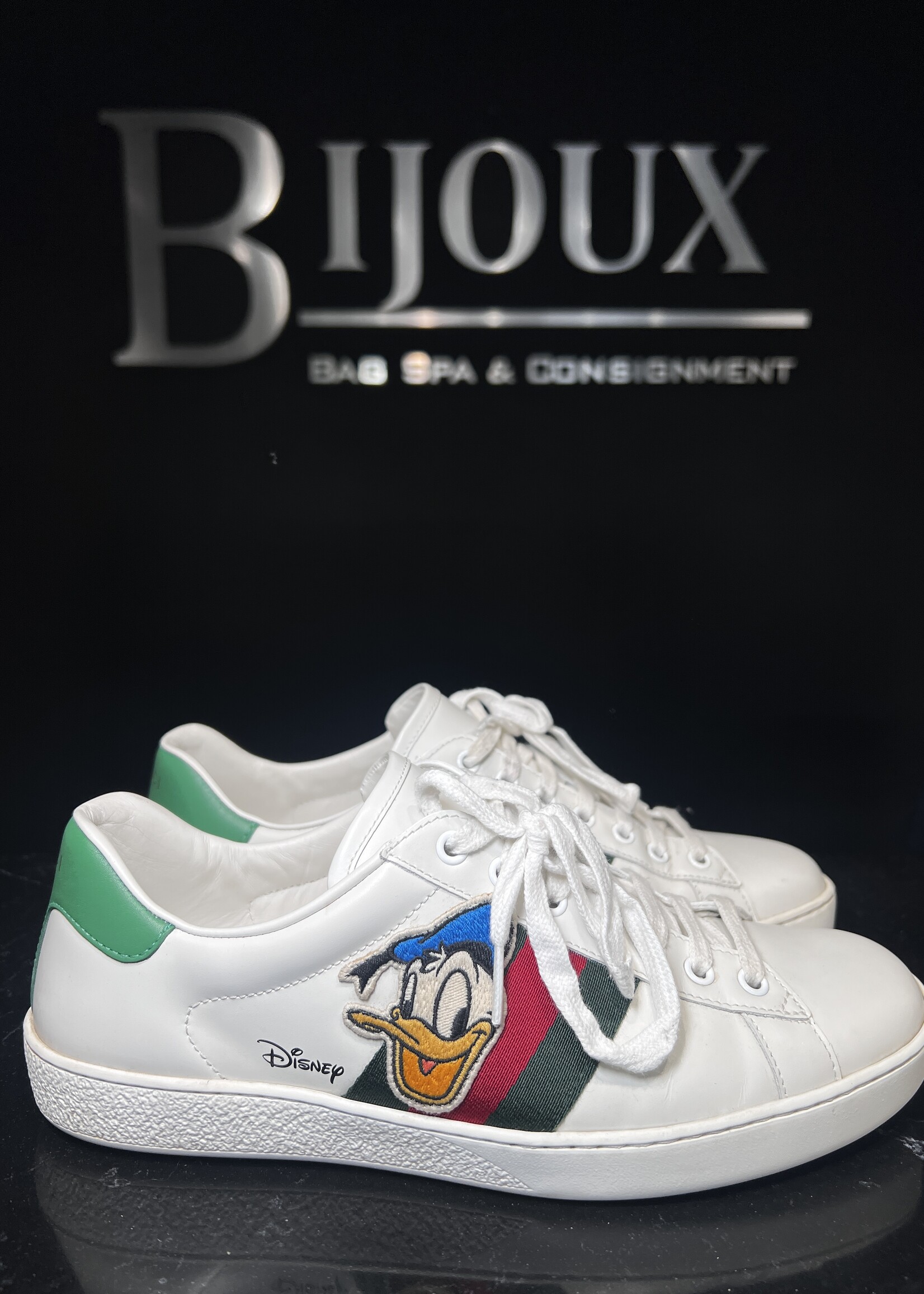 Gucci GucciX DISNEY Calfskin Miro Soft Web Donald Duck Womens Ace Sneakers - 7