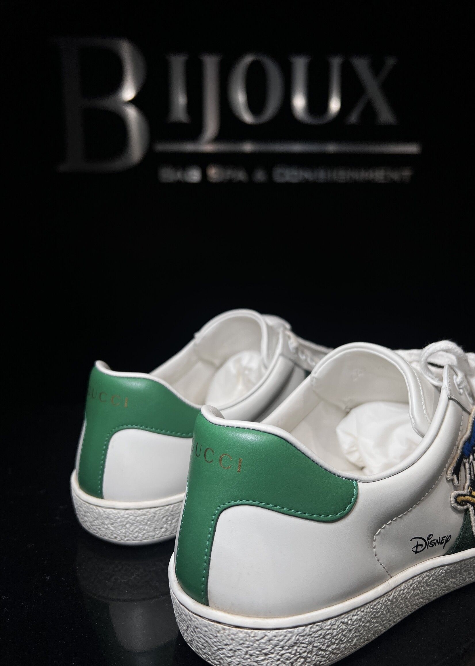 Gucci GucciX DISNEY Calfskin Miro Soft Web Donald Duck Womens Ace Sneakers - 7
