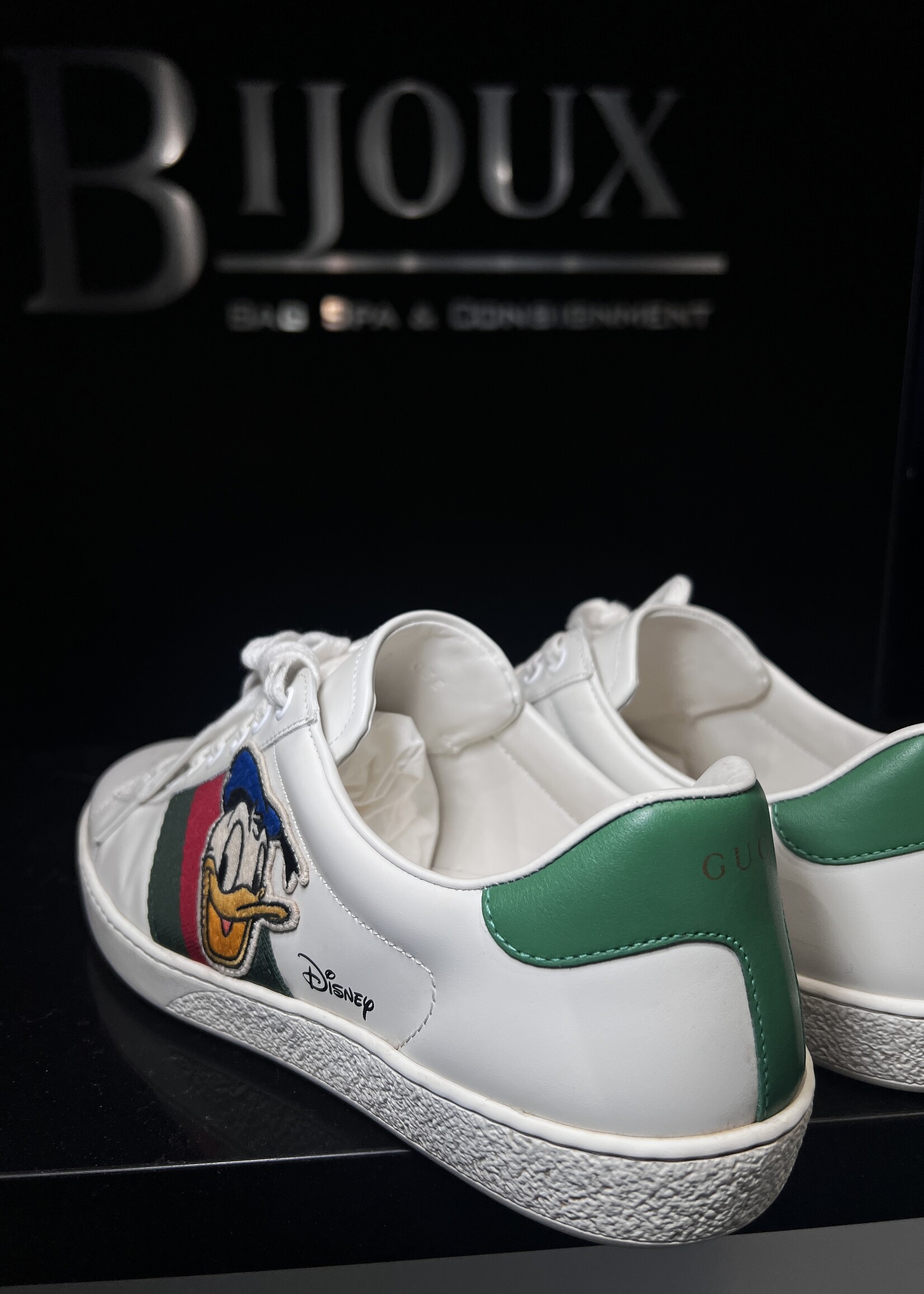 Gucci GucciX DISNEY Calfskin Miro Soft Web Donald Duck Womens Ace Sneakers - 7