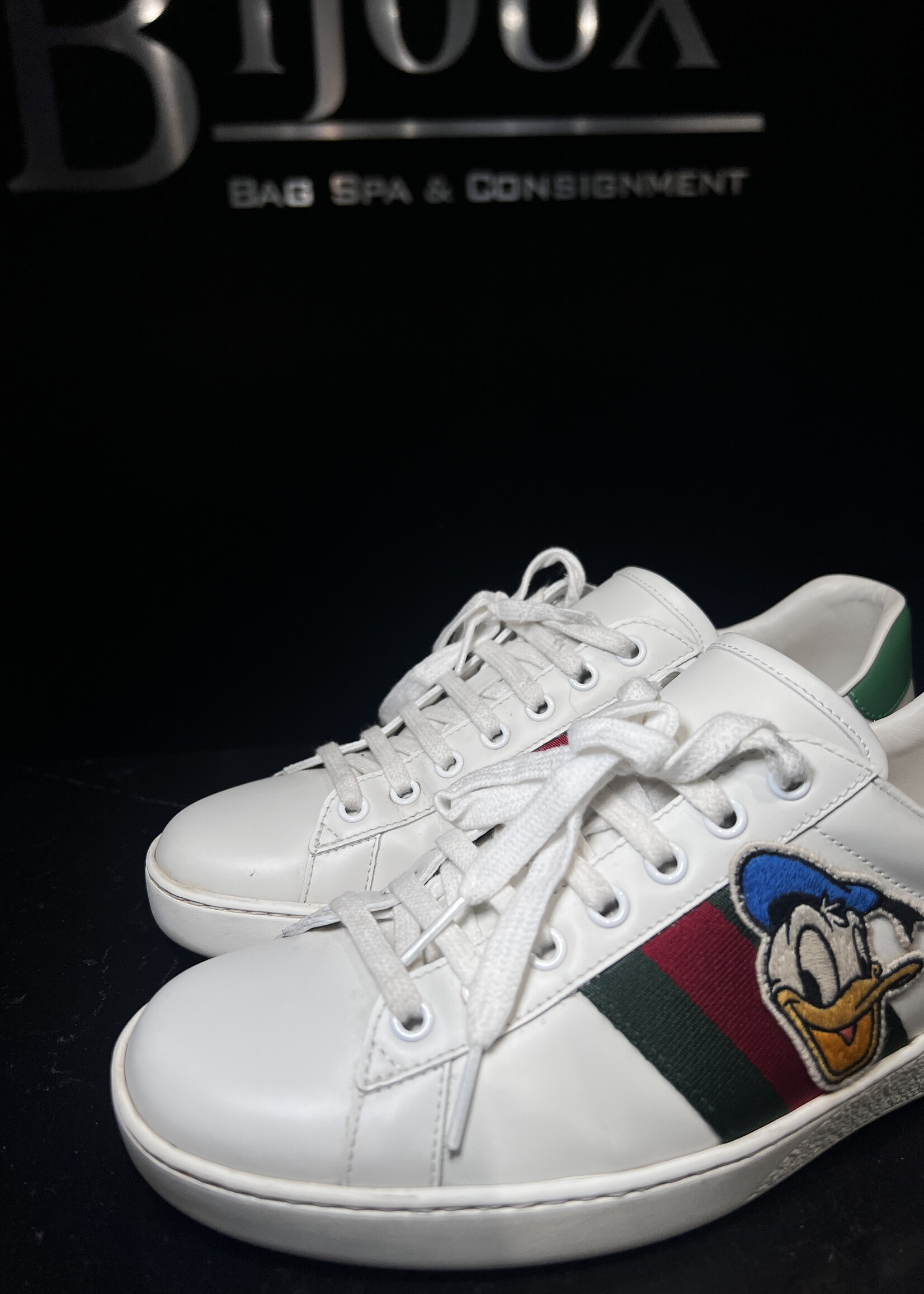 Gucci GucciX DISNEY Calfskin Miro Soft Web Donald Duck Womens Ace Sneakers - 7