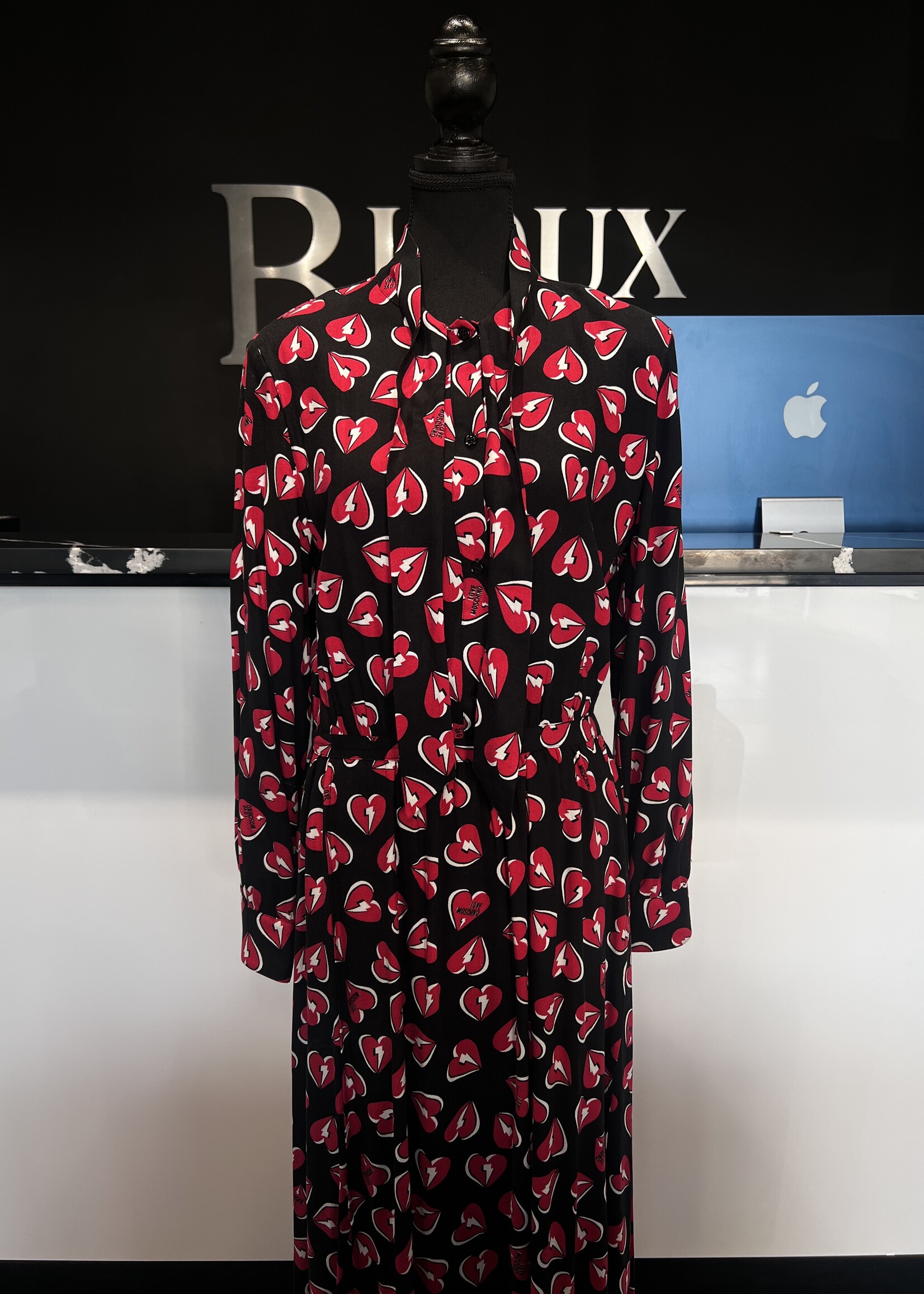 Moschino Love Thunder Hearts Crepe Dress  - US 6