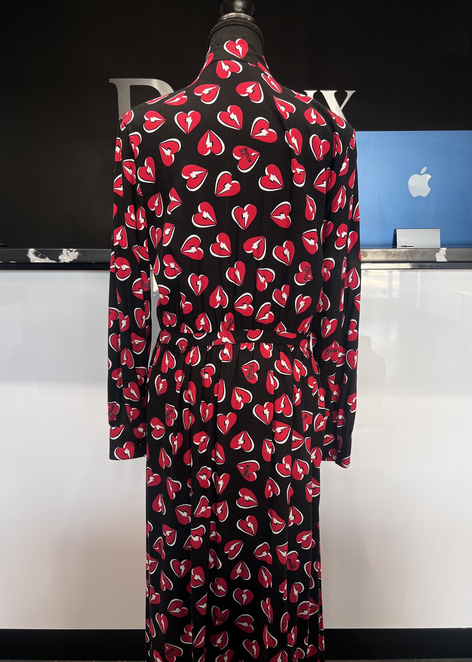 Moschino Love Thunder Hearts Crepe Dress  - US 6