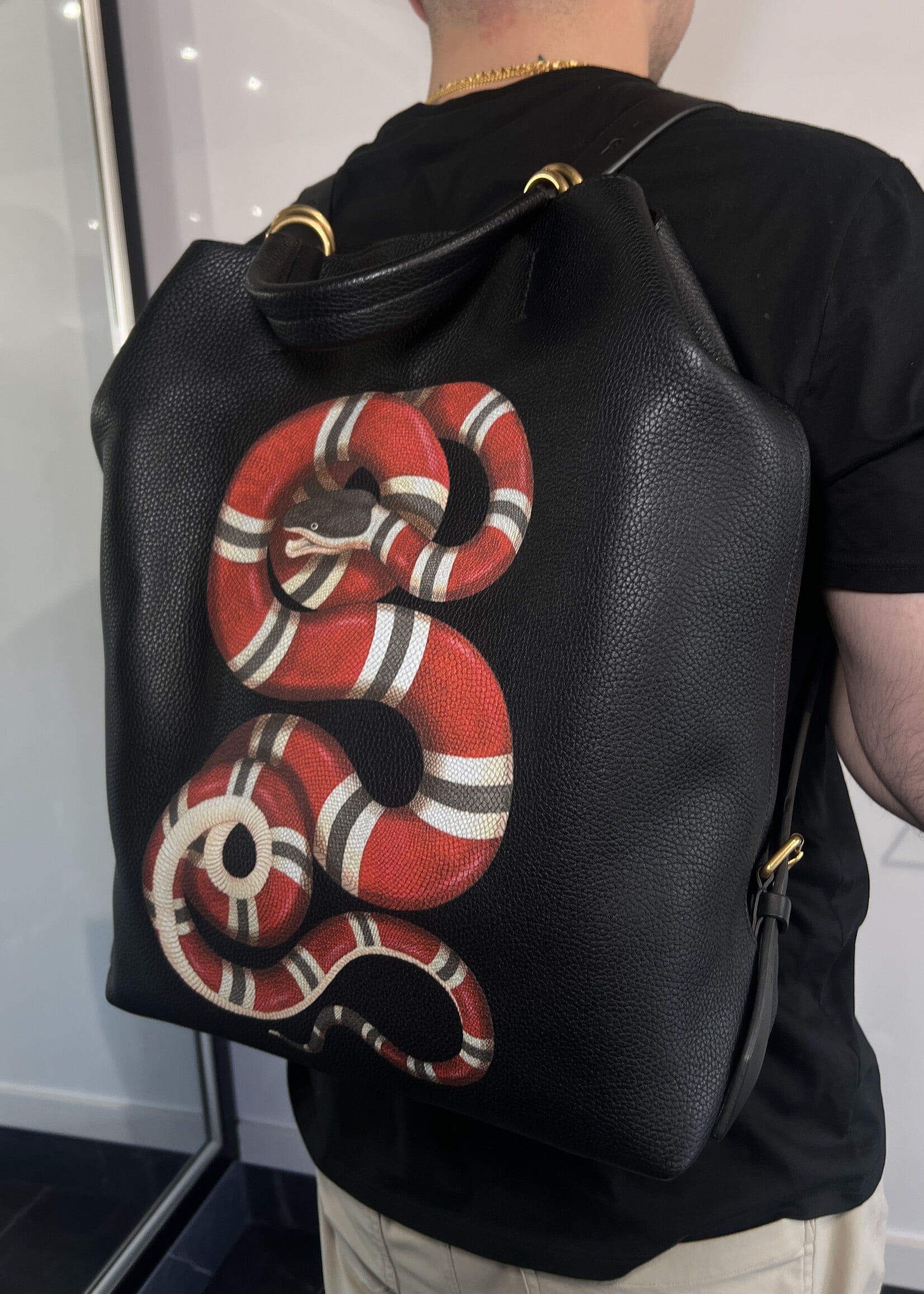 Gucci Gucci Kingsnake Print Leather Backpack