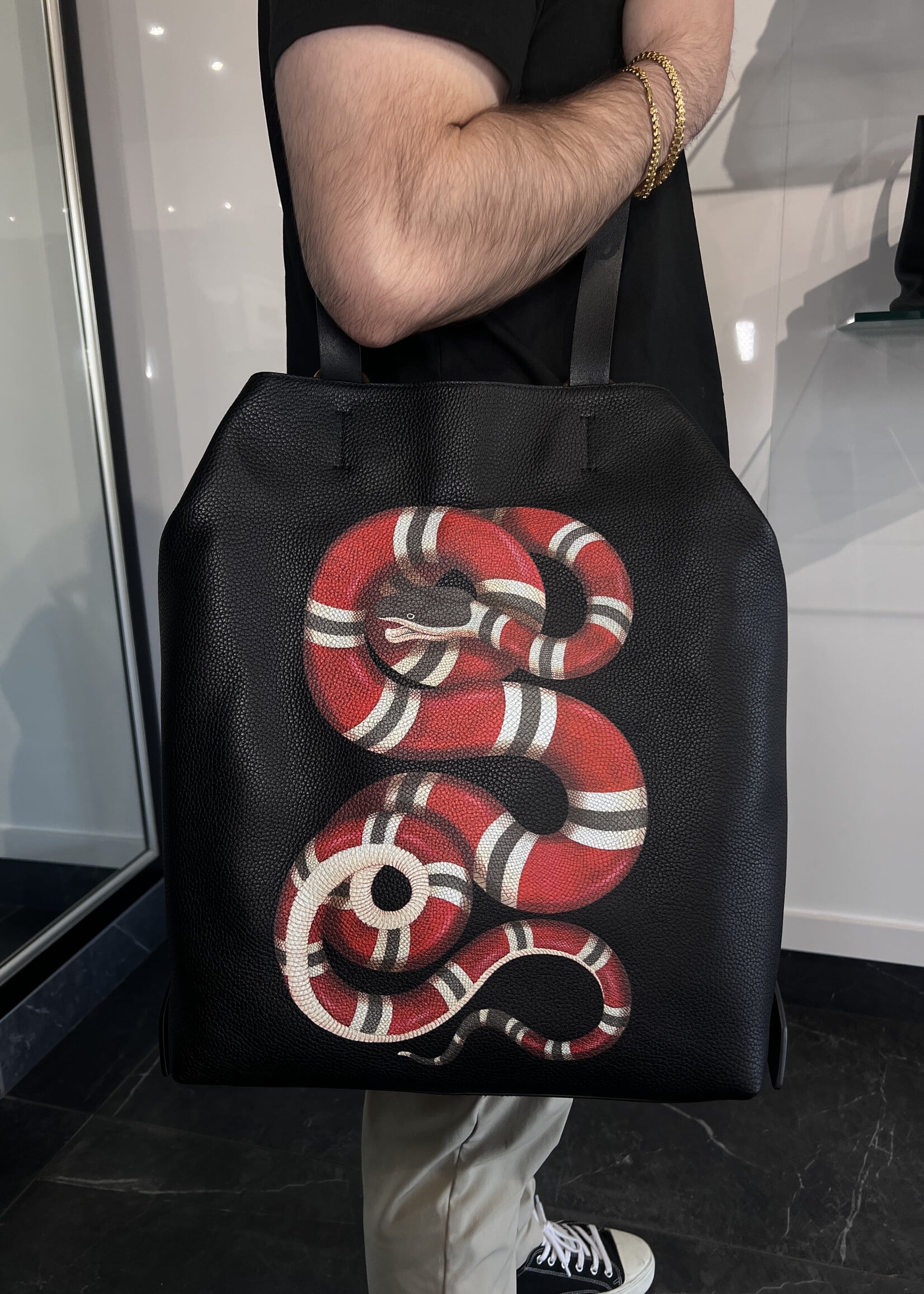 Gucci Gucci Kingsnake Print Leather Backpack