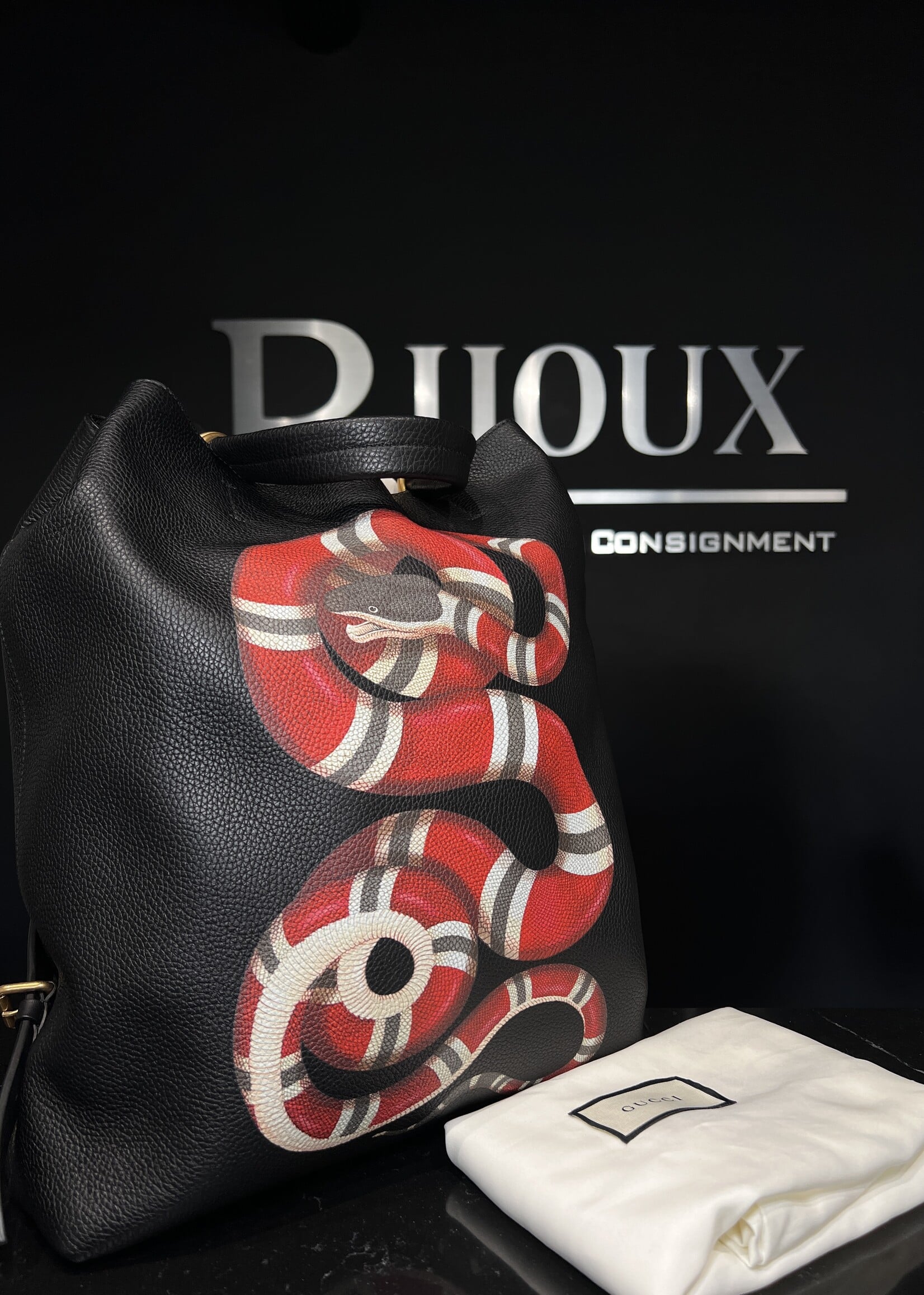 Gucci Gucci Kingsnake Print Leather Backpack