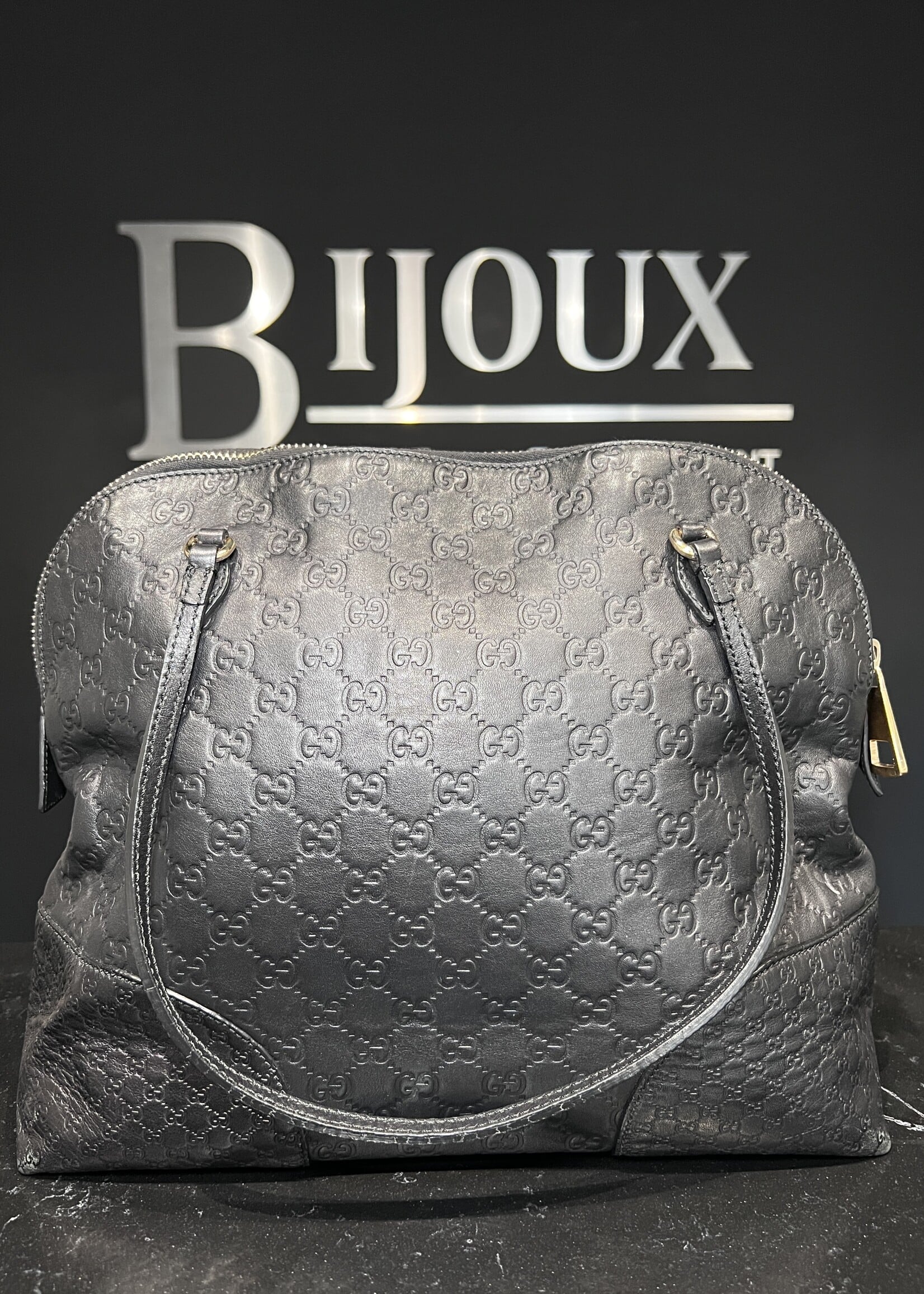 Gucci Gucci Black Guccissima Leather Bree Tote