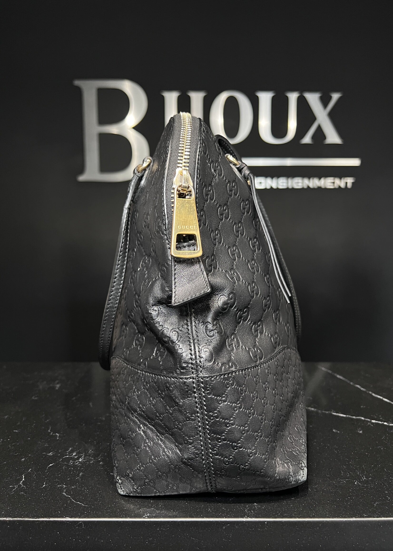 Gucci Gucci Black Guccissima Leather Bree Tote