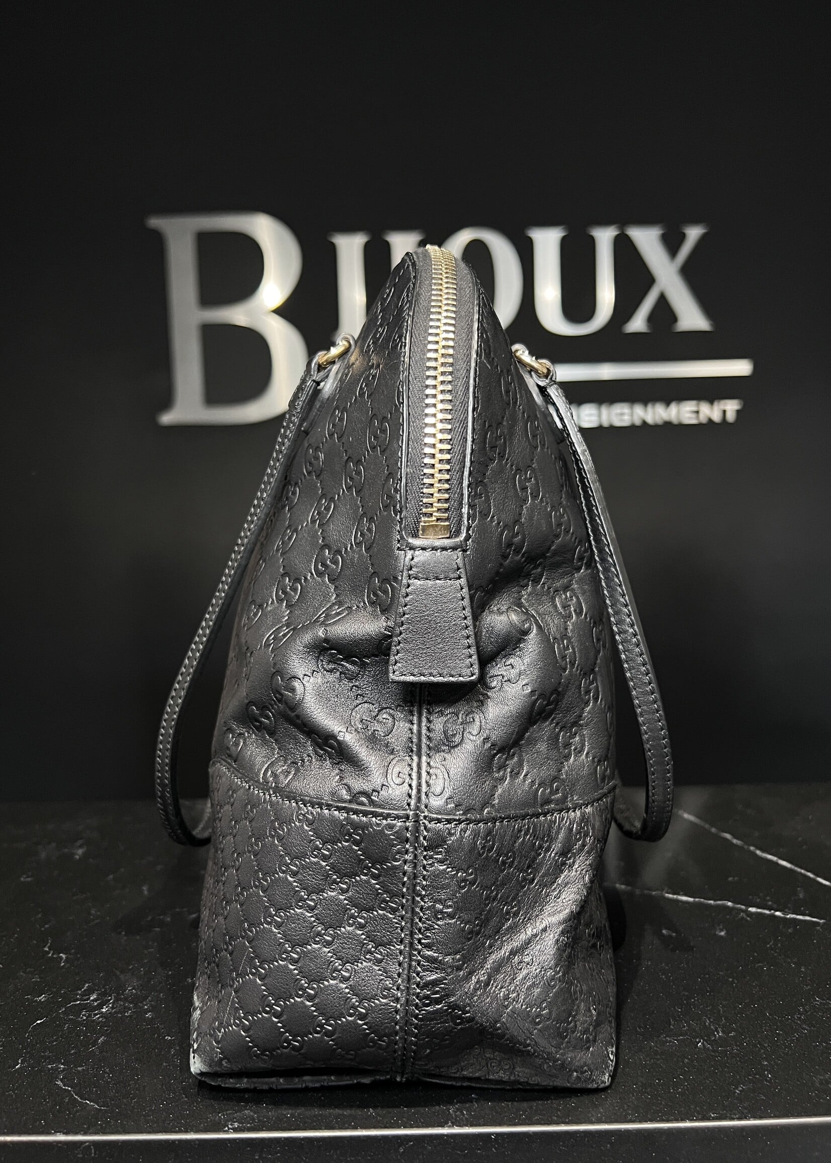 Gucci Gucci Black Guccissima Leather Bree Tote