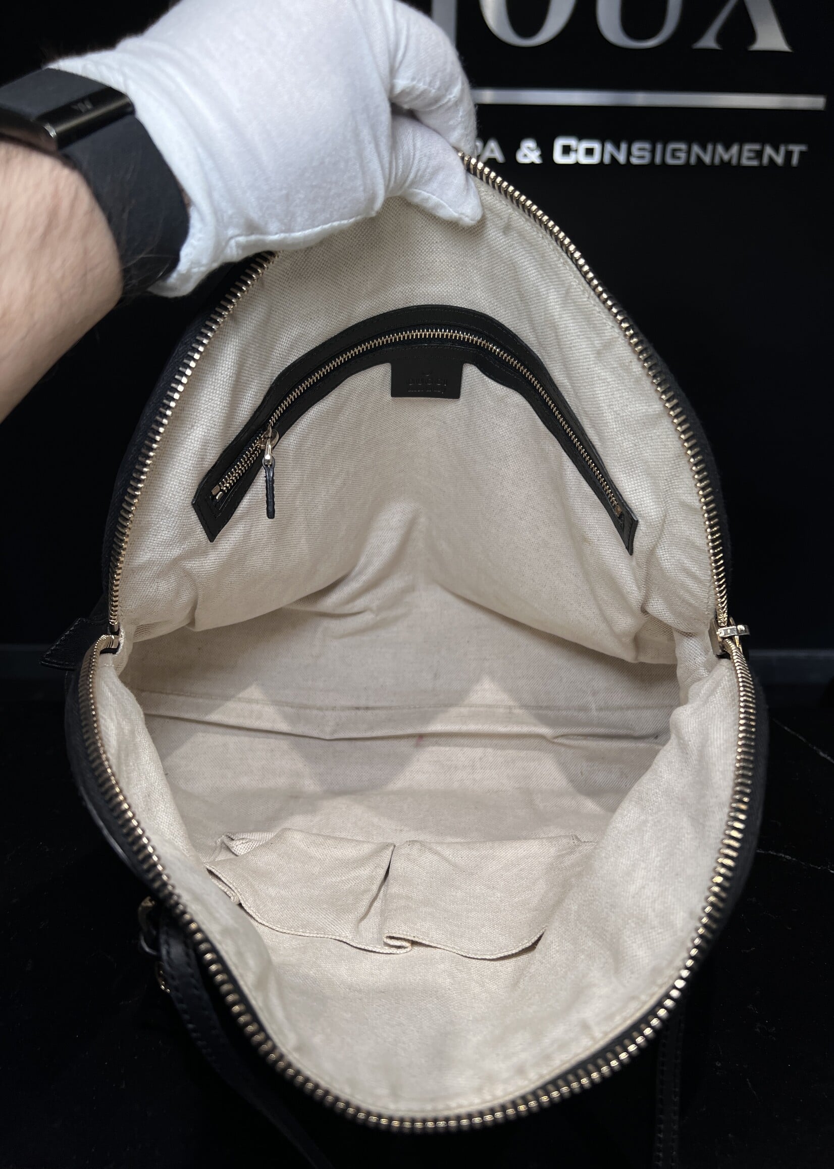 Gucci Gucci Black Guccissima Leather Bree Tote