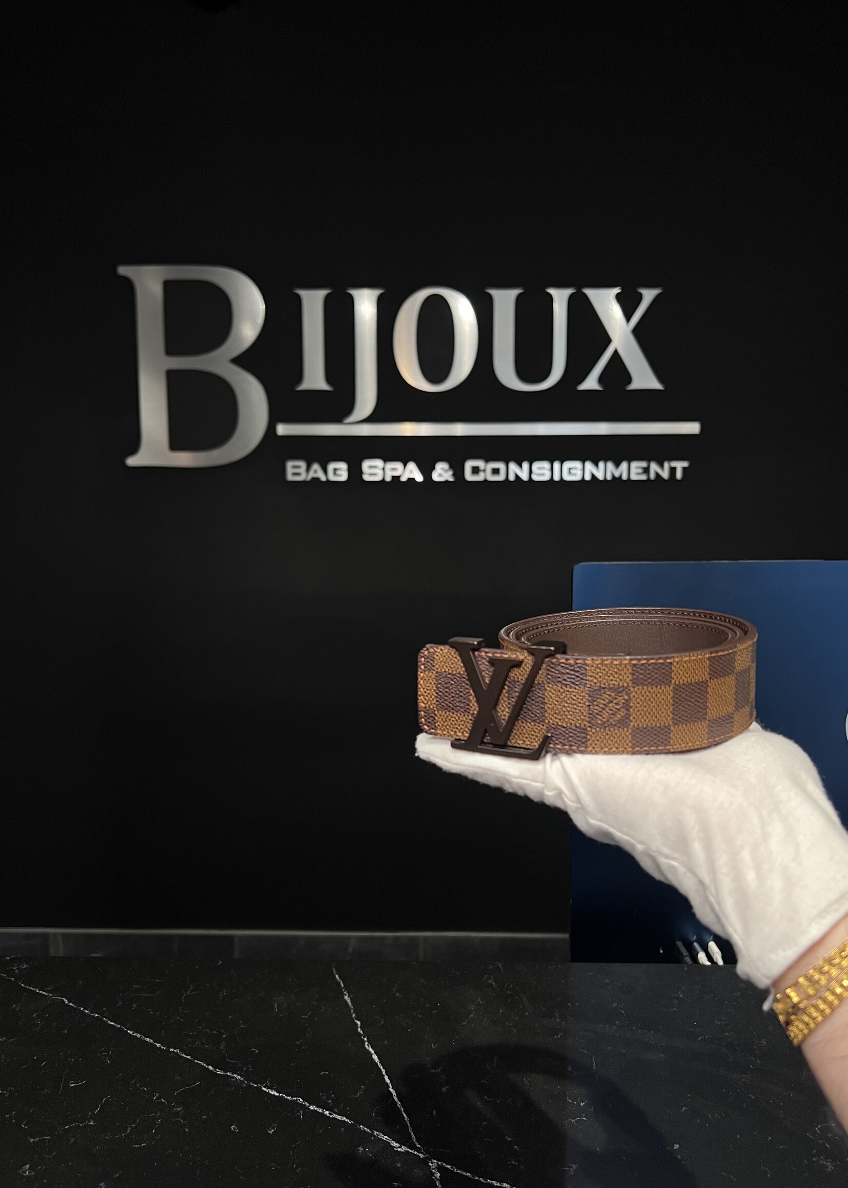 Louis Vuitton Louis Vuitton Damier Ebene LV Initials Belt - 90