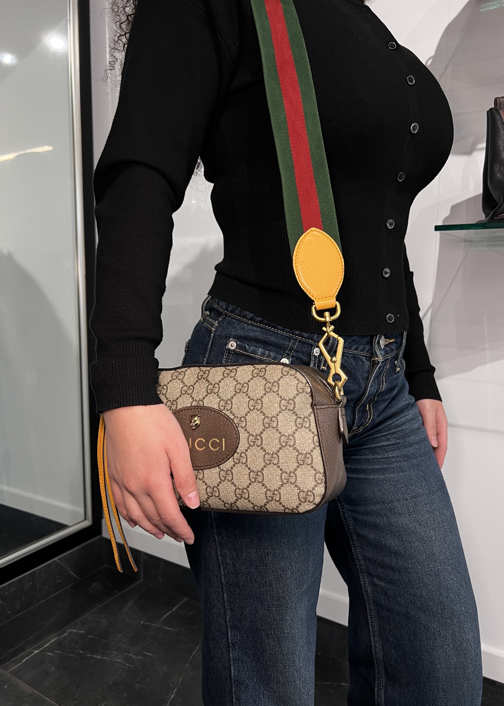 Gucci Gucci GG Supreme Tiger Camera Crossbody