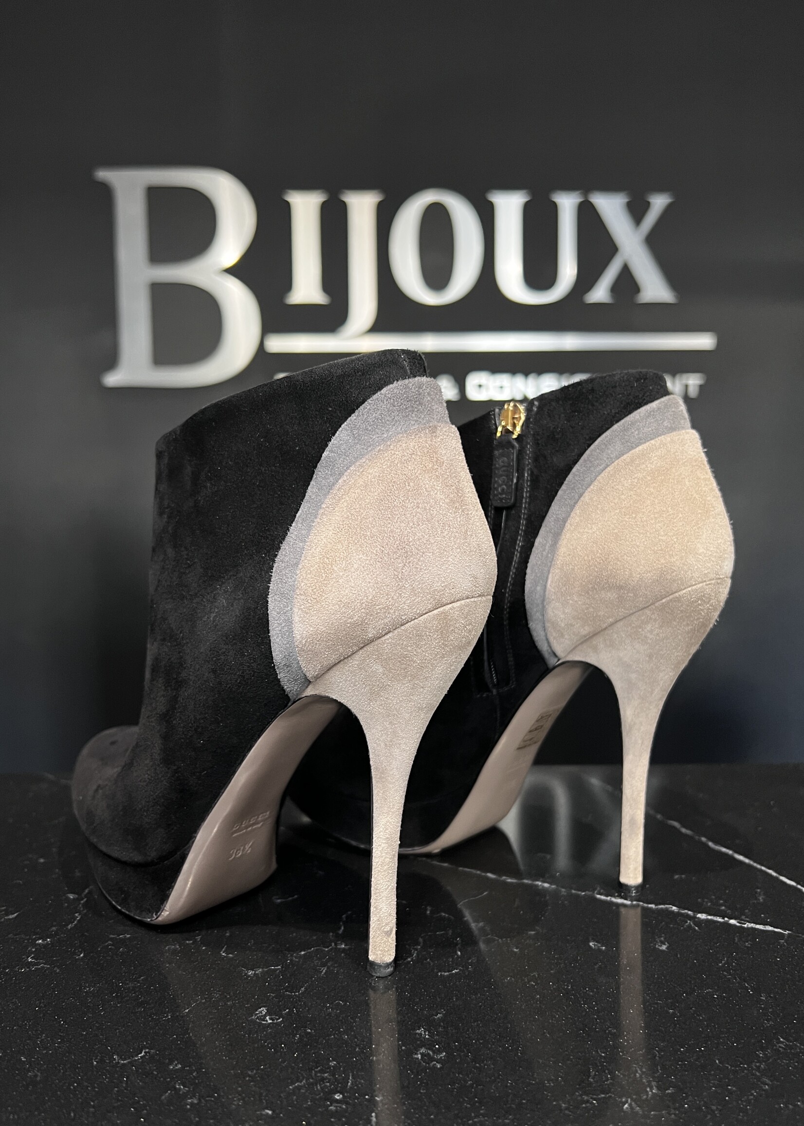 Gucci Gucci Black Suede Stiletto Ankle Heels - 38.5