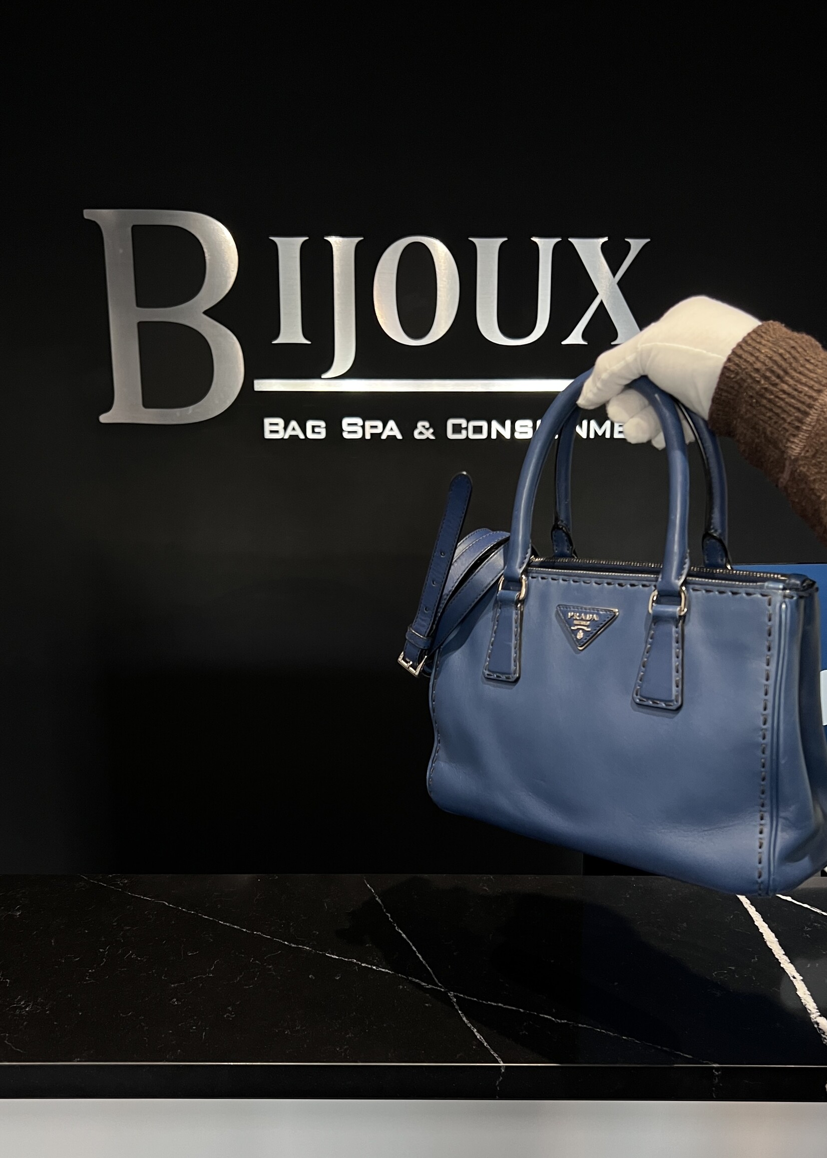 Prada Prada Galleria Bluette Double Zip Tote