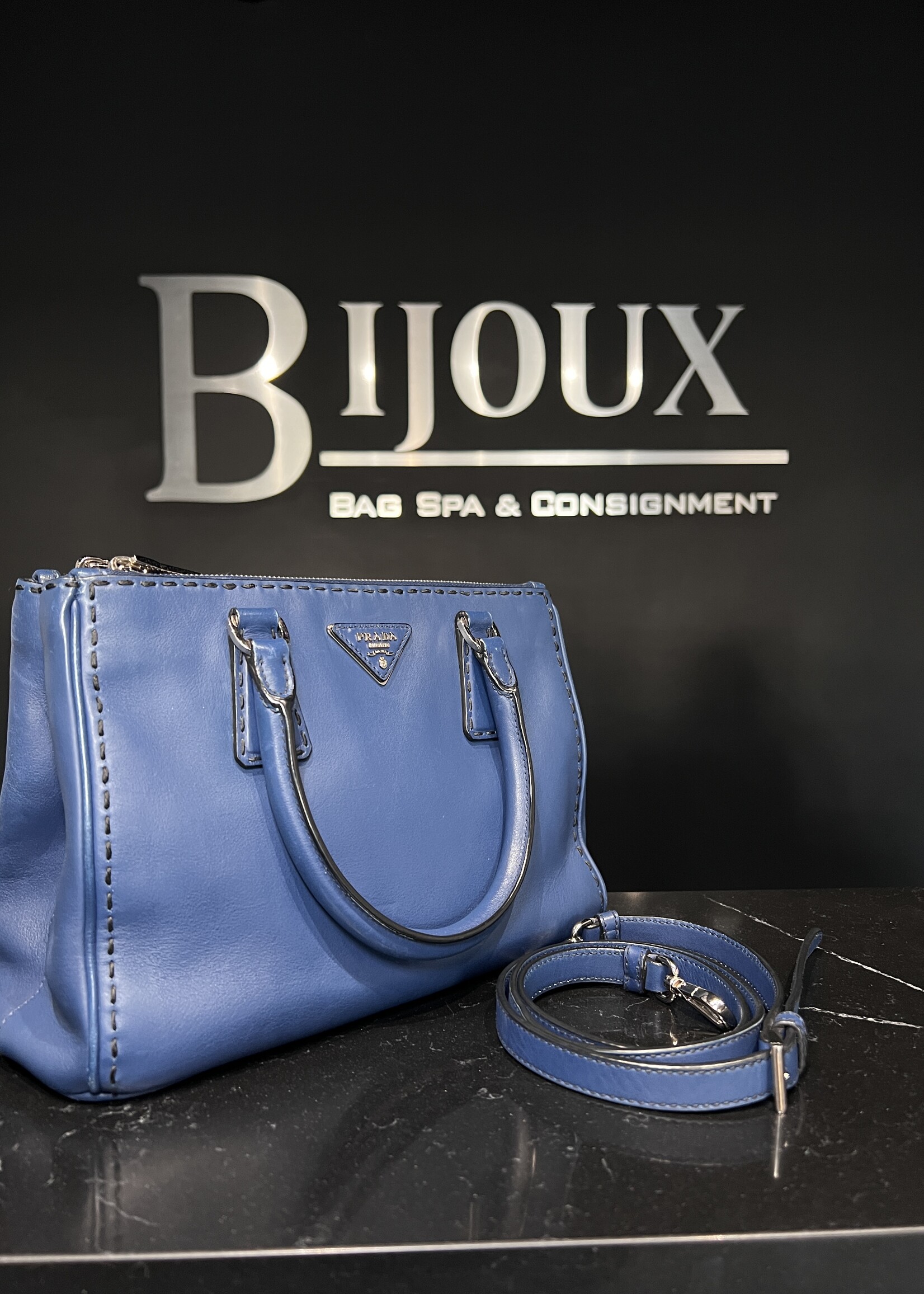 Prada Prada Galleria Bluette Double Zip Tote