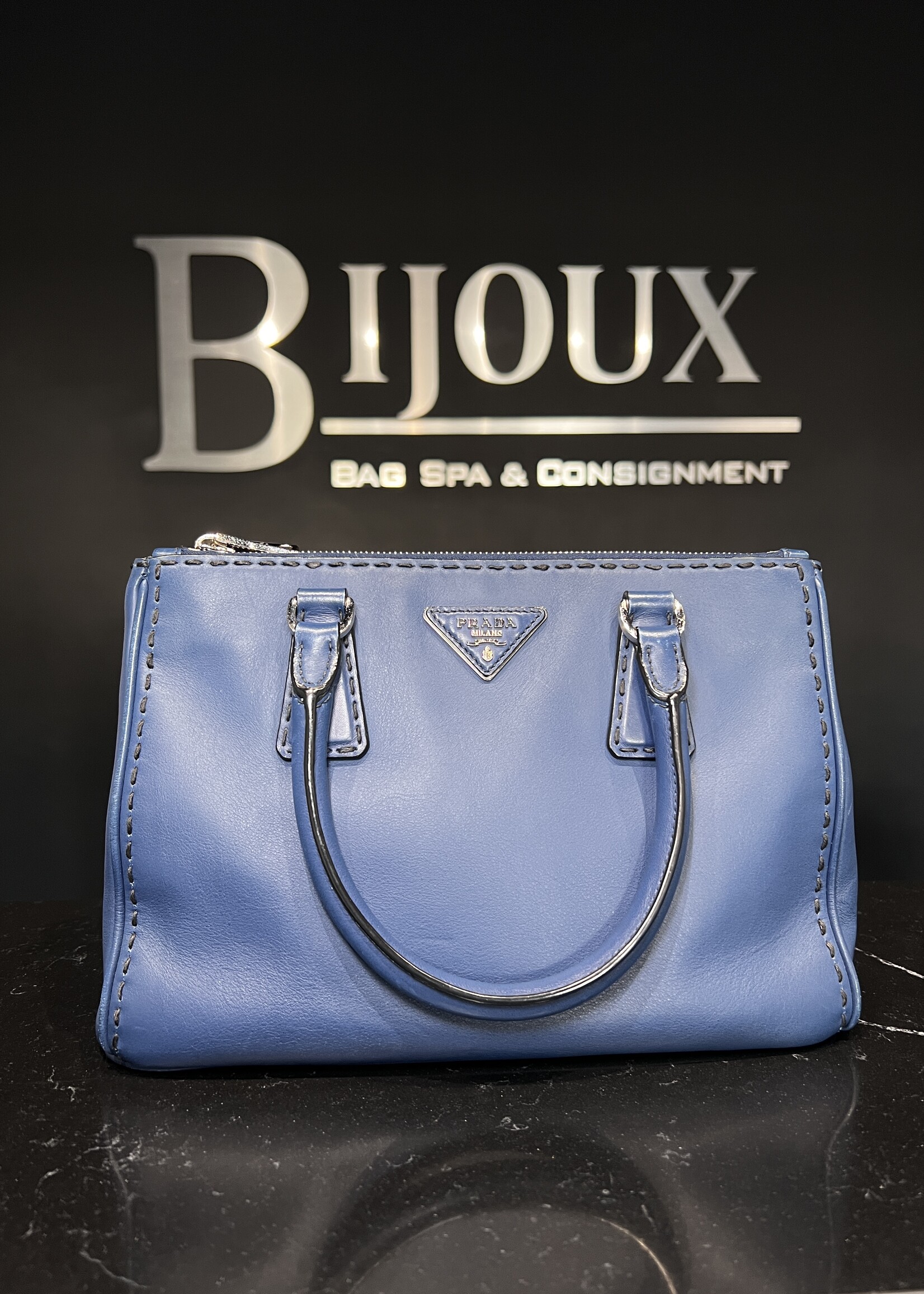Prada Prada Galleria Bluette Double Zip Tote