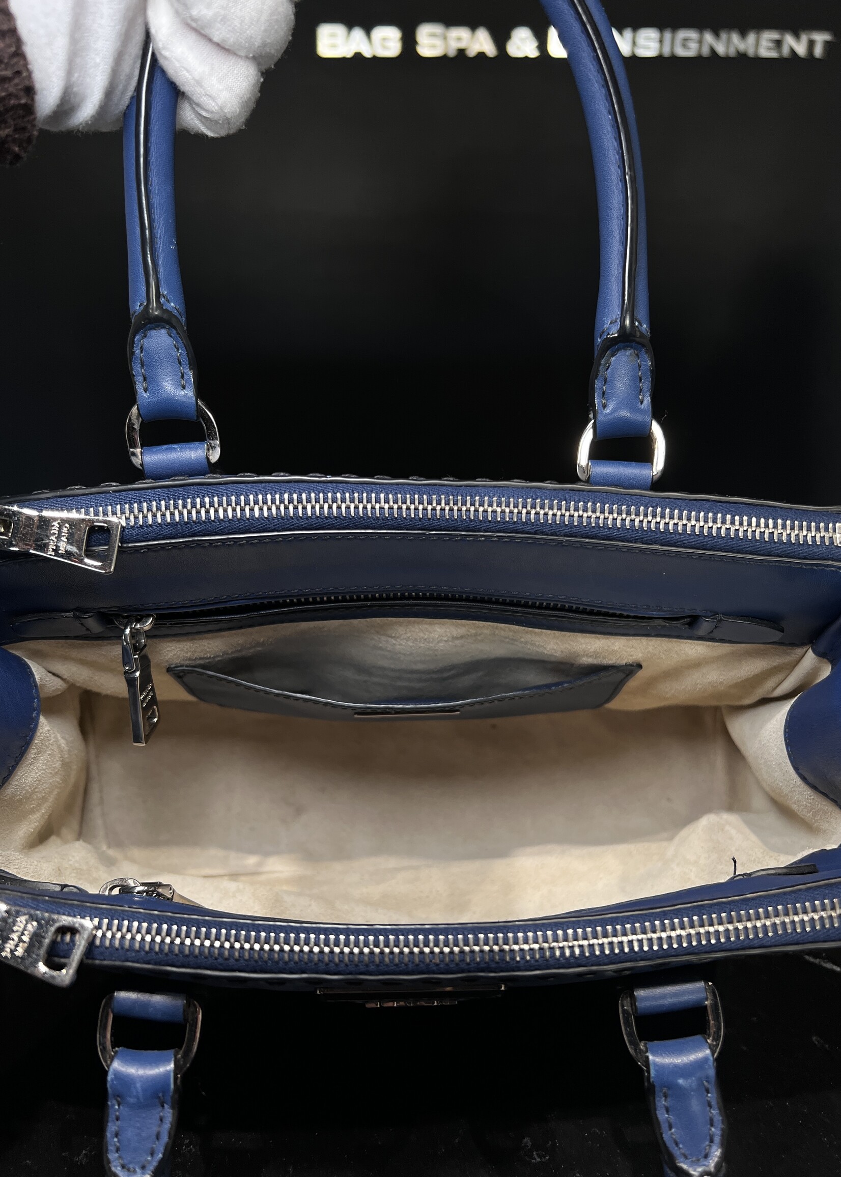 Prada Prada Galleria Bluette Double Zip Tote