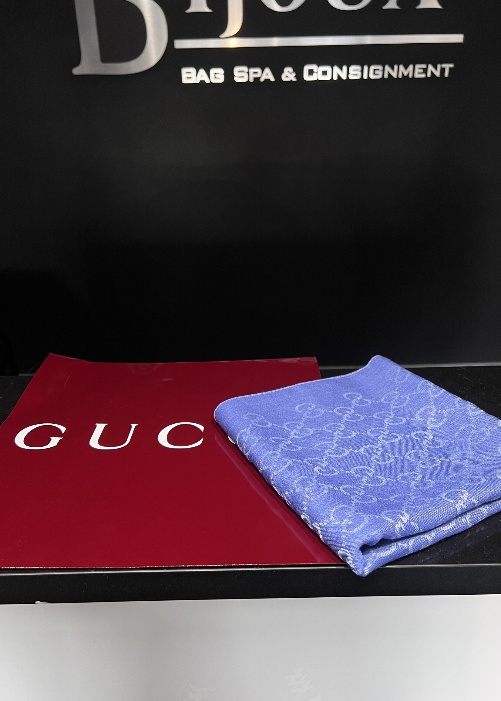 Gucci Gucci GG Blue Scarf