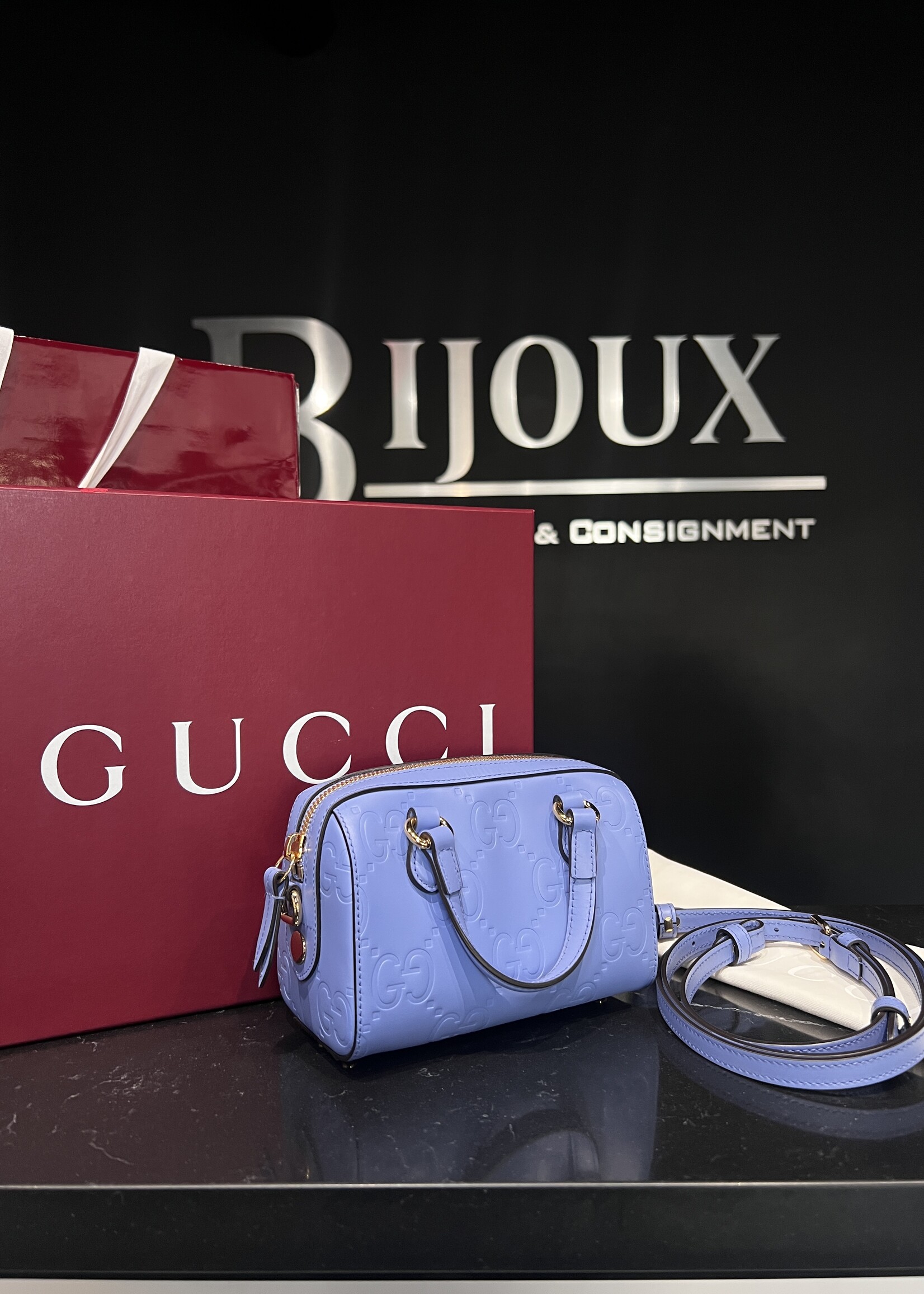 Gucci Gucci Jumbo GG Embossed Leather Mini Top Handle
