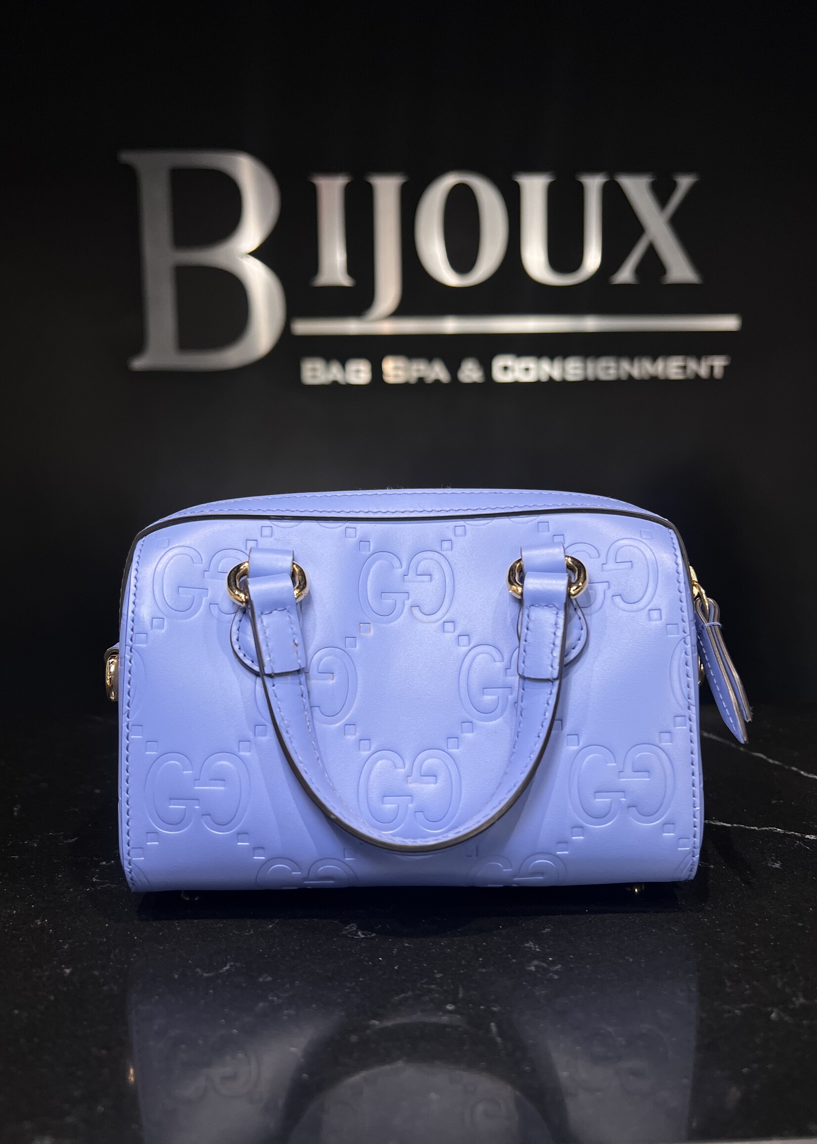Gucci Gucci Jumbo GG Embossed Leather Mini Top Handle