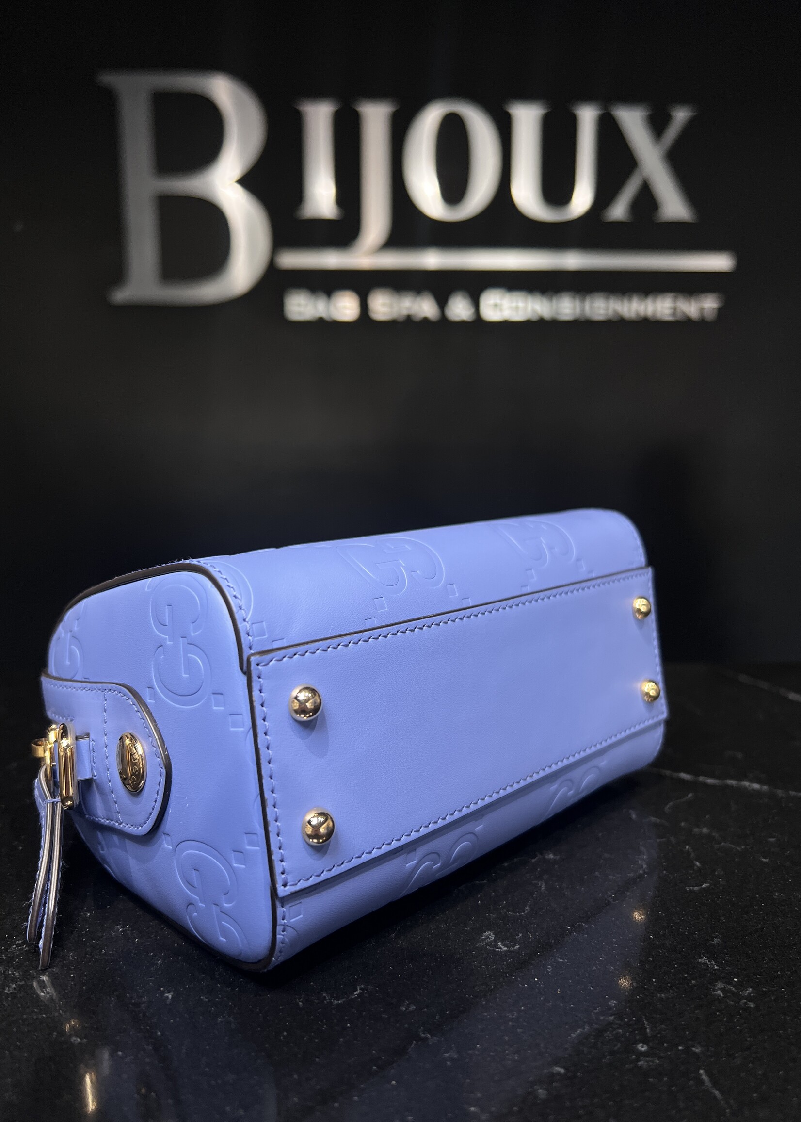 Gucci Gucci Jumbo GG Embossed Leather Mini Top Handle