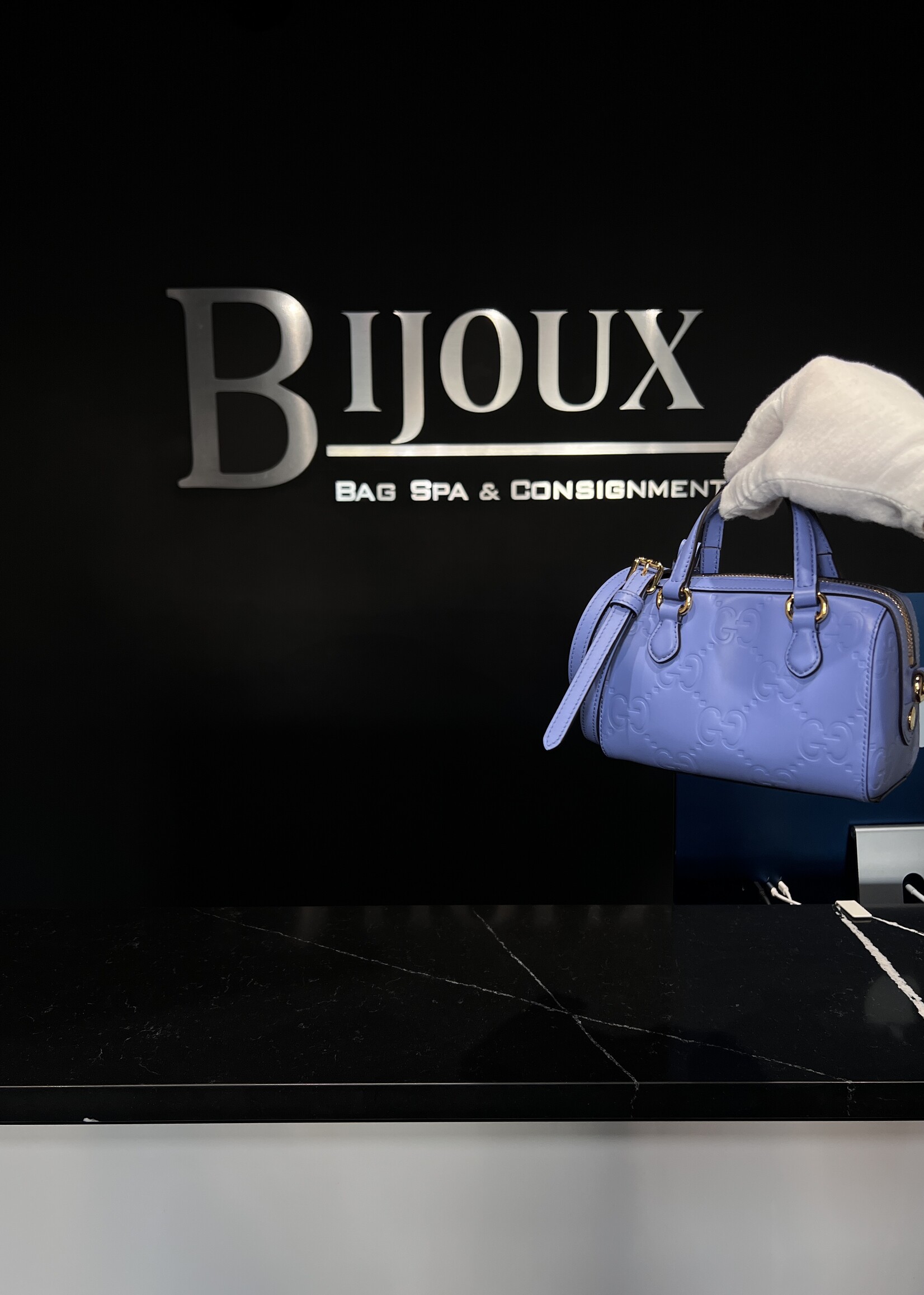 Gucci Gucci Jumbo GG Embossed Leather Mini Top Handle