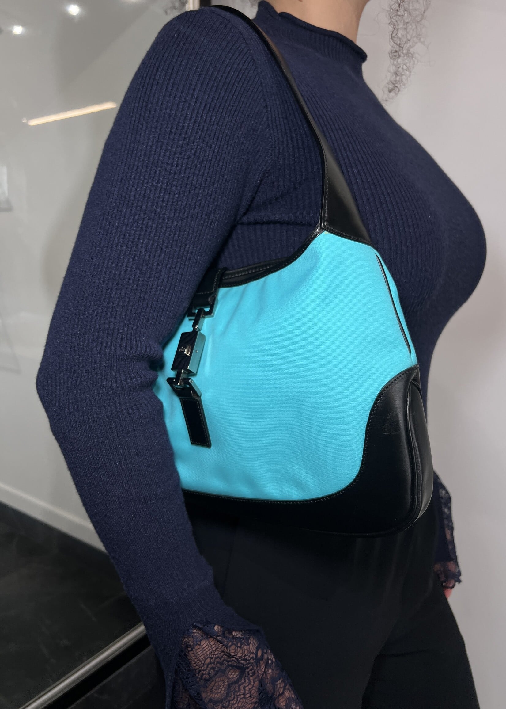 Gucci Gucci Jackie Teal Cloth Shoulder