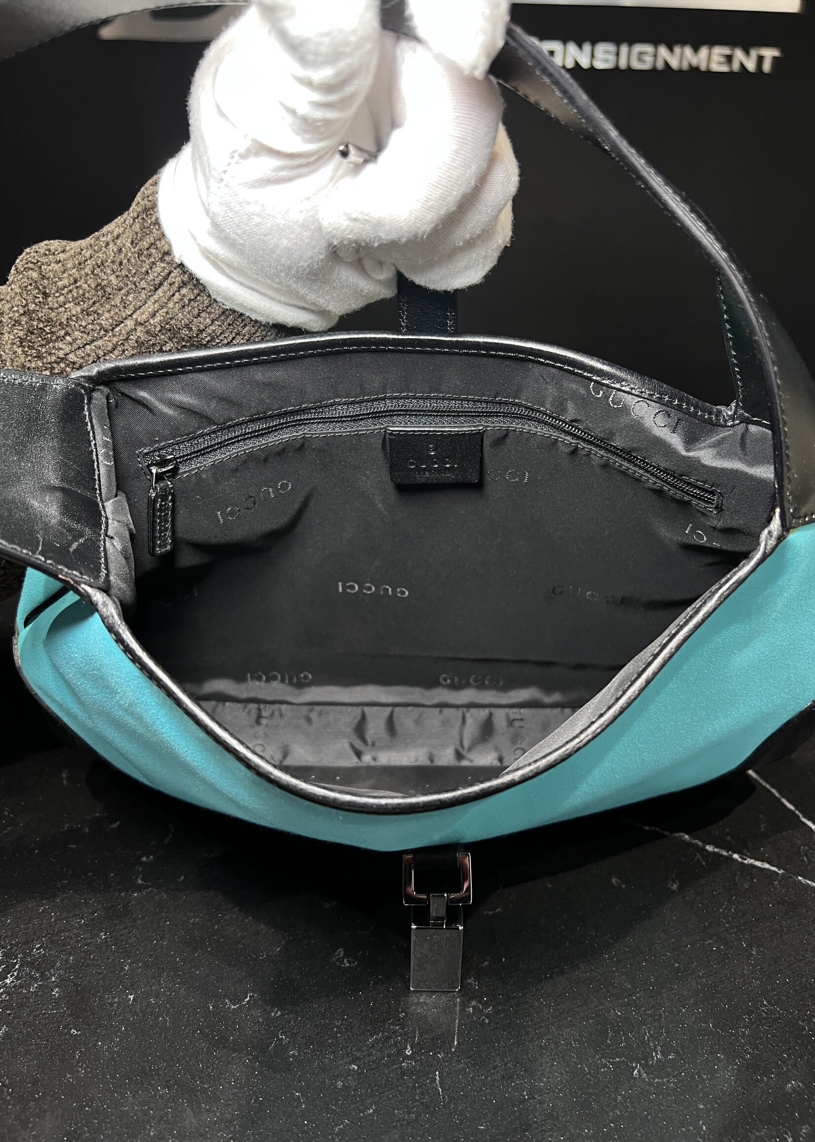 Gucci Gucci Jackie Teal Cloth Shoulder