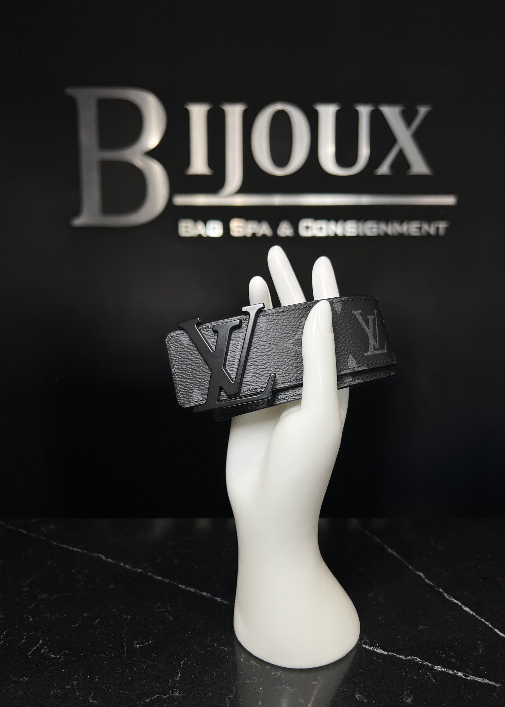 Louis Vuitton Louis Vuitton Monogram Eclipse Matte Black LV Initiales Belt 85