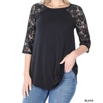 Black Lace Sleeve Top S