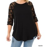 Black Lace Sleeve Top 3XL