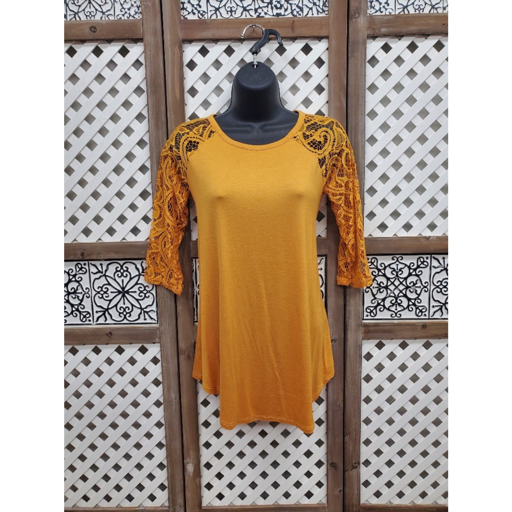 Goldenrod Lace Sleeve Top M 9009