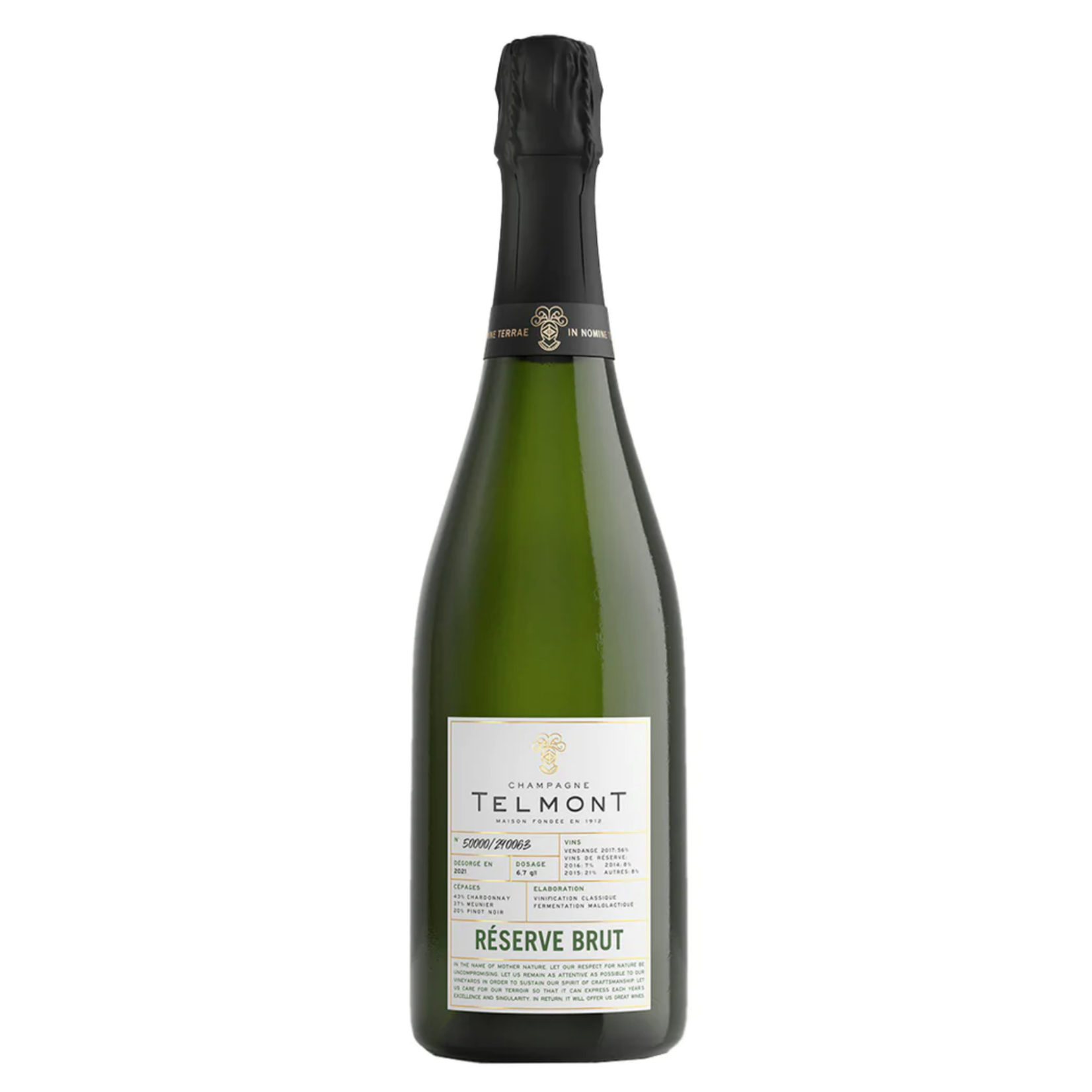 NV, Telmont Reserve Brut, Champagne, Damery 44% Blend, Champagne, France, 12% Alc, TWnr, A3,Sw1,Sm3,C4,I3