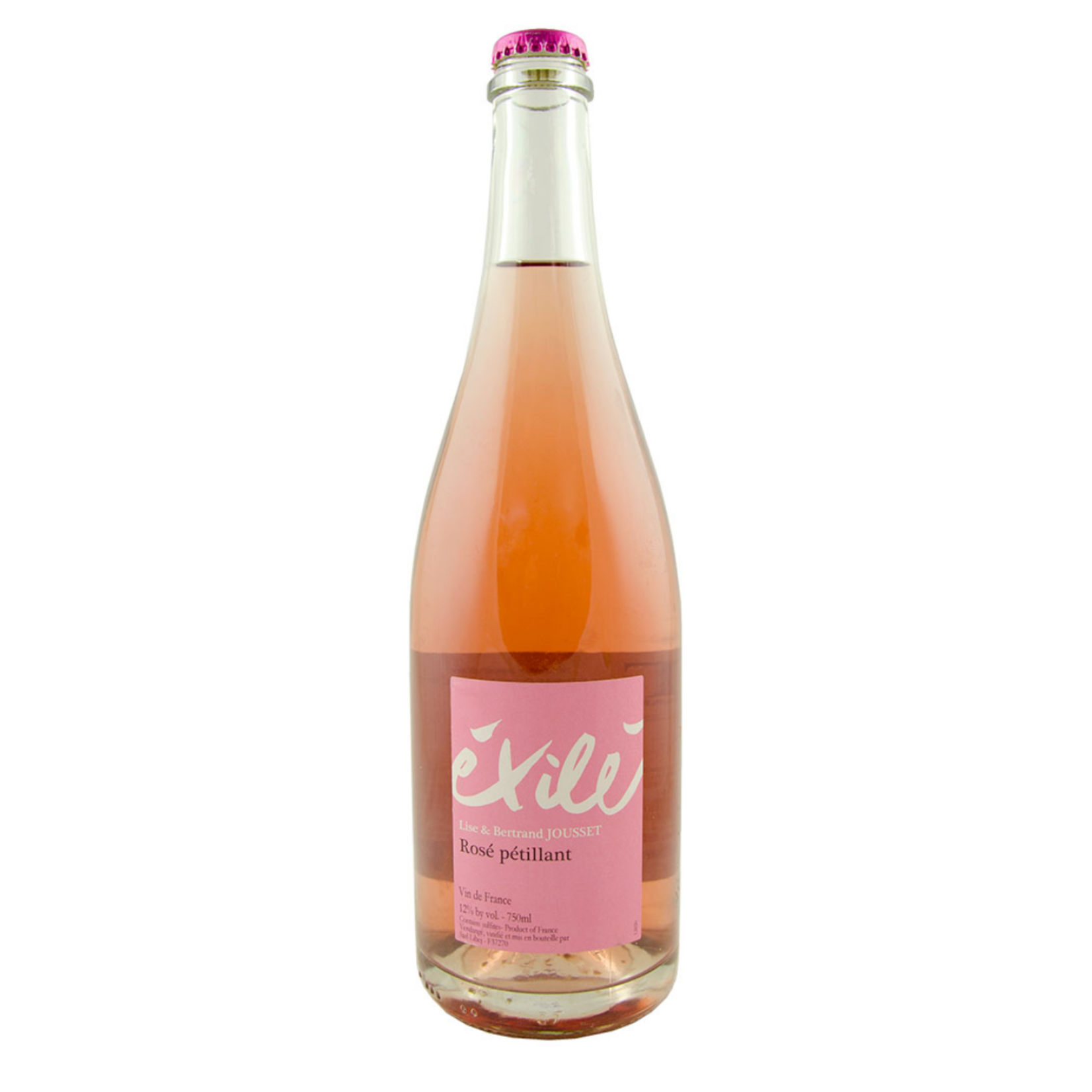 2020, Pet-Nat Exile Rose by Jousset, Petillant Naturel 50% Gamay 50% Grolleau, Touraine, Loire, France, 12% Alc. , CTnr